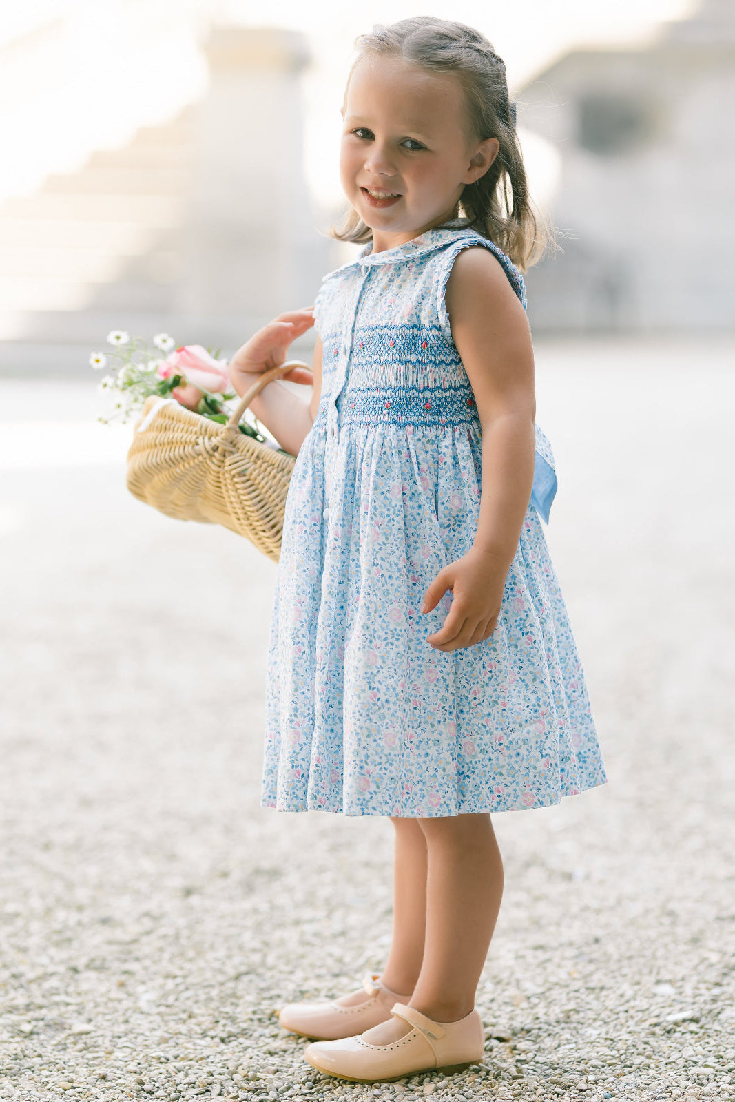 blue smocked dress Olympe Floral Sleeveless Ladies Size:8 designer maternity dress Perfect for spring photos Long Sequin Formal Dress