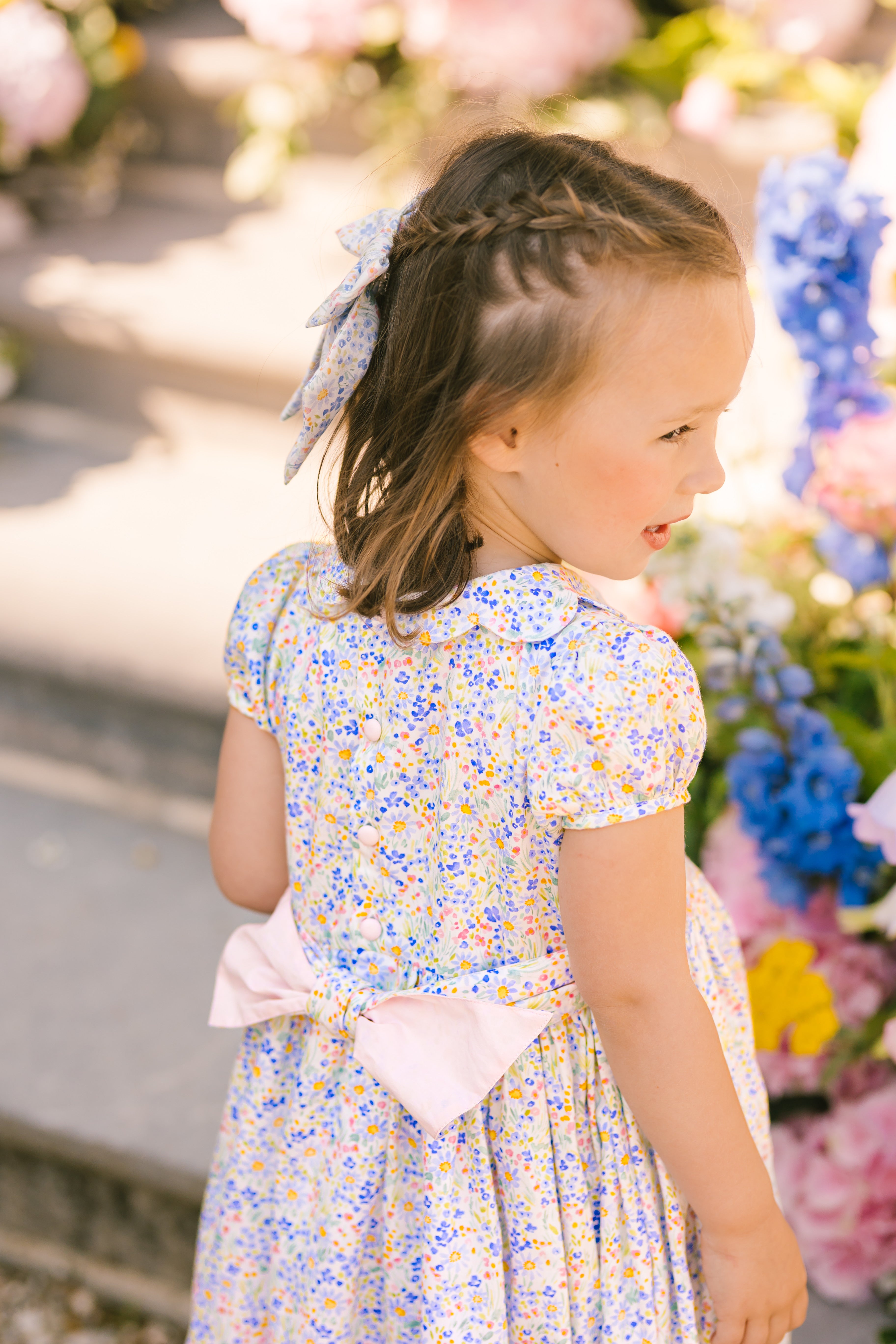Ondine Blue Floral Smocked Dress | Antoinette Paris