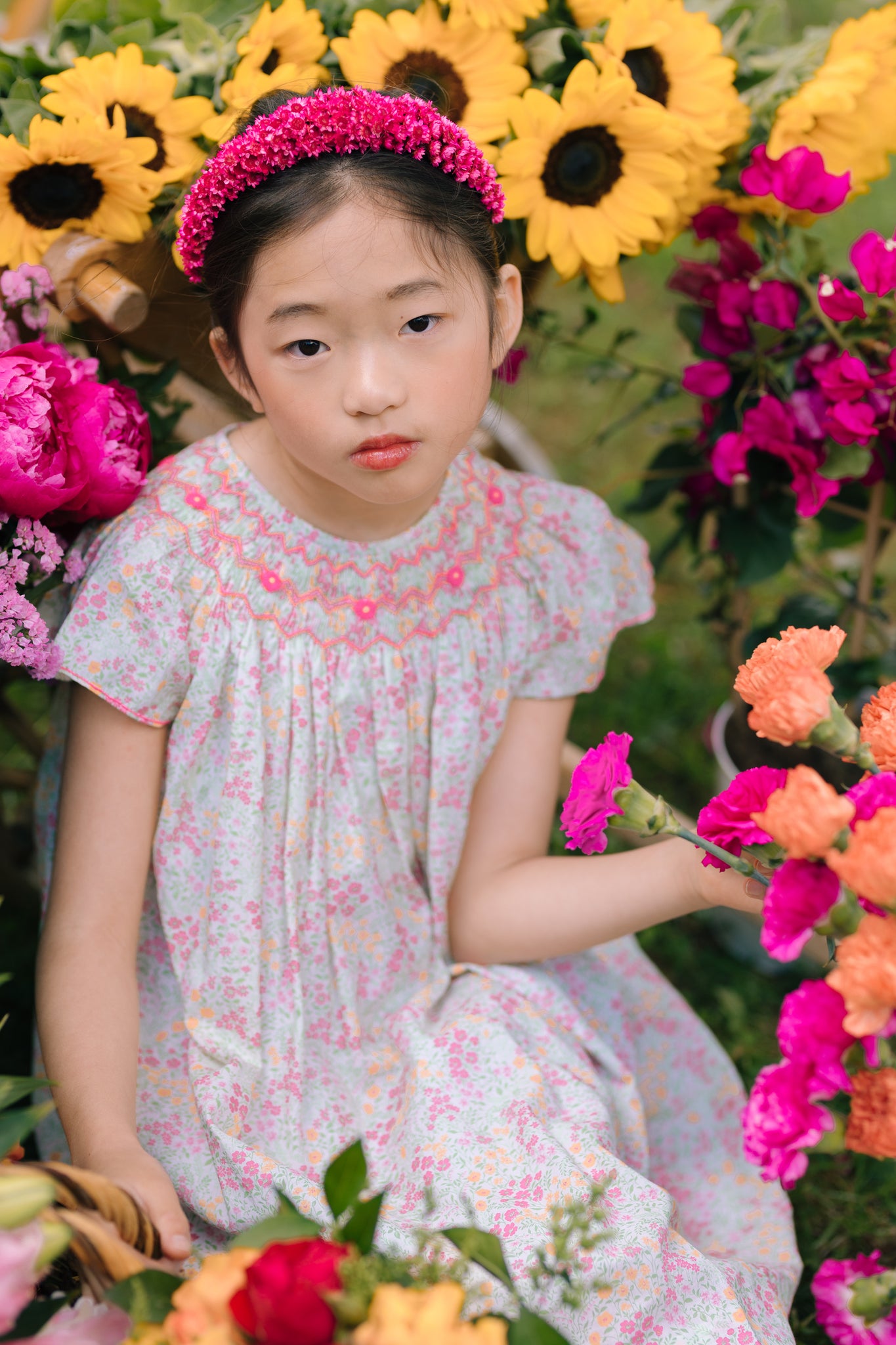 princess smocked bishop dress Emerald Enchantment Smocked Bishop Dress, Pink Stitchy Fish