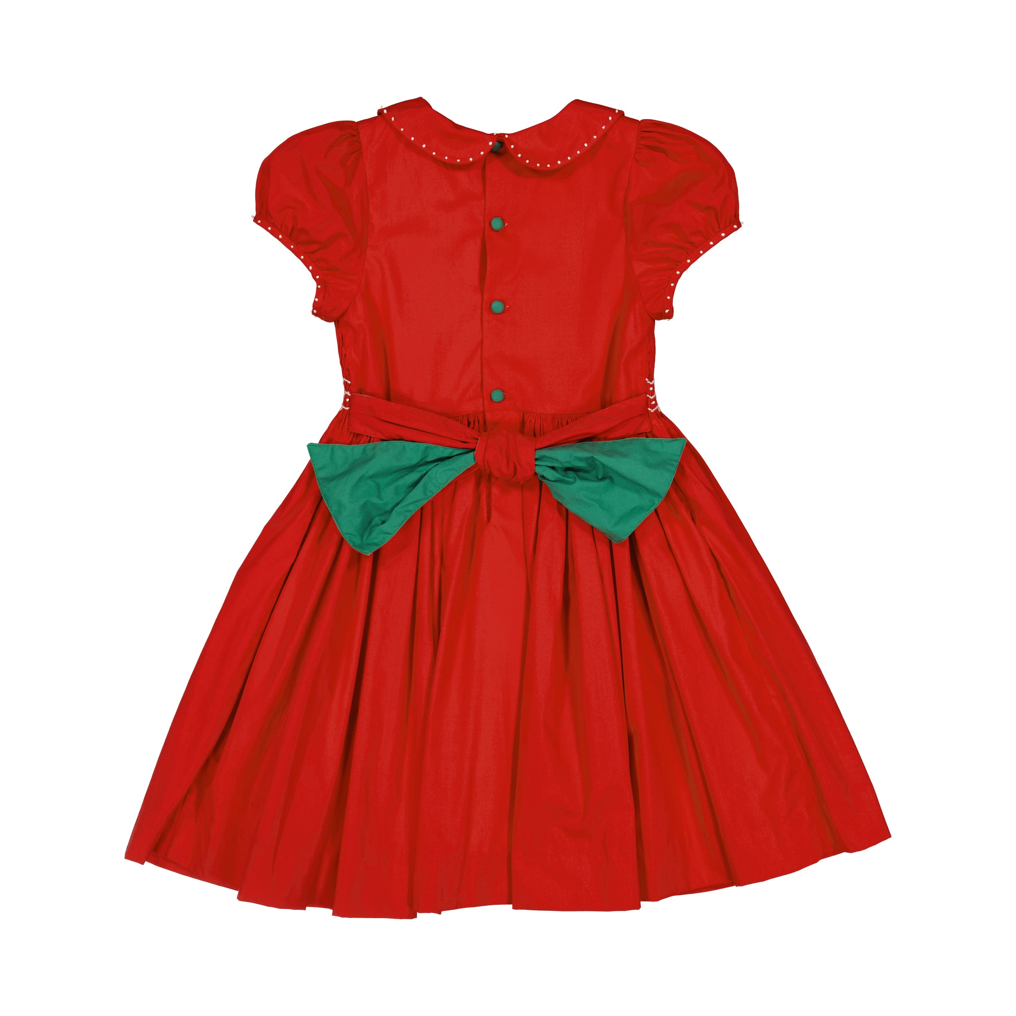 Pauline Red Classic Christmas hand smocked Dress