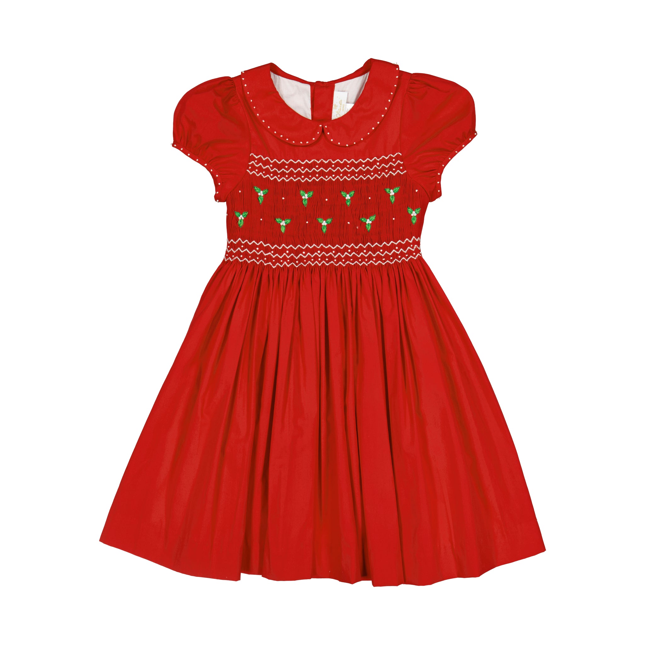 Pauline Red Classic Christmas hand smocked Dress Christmas Smocked Dress