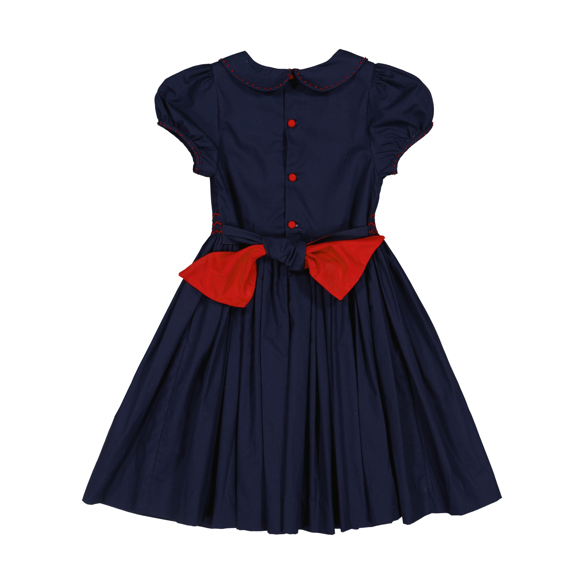 Pauline Navy Classic Christmas hand smocked Dress