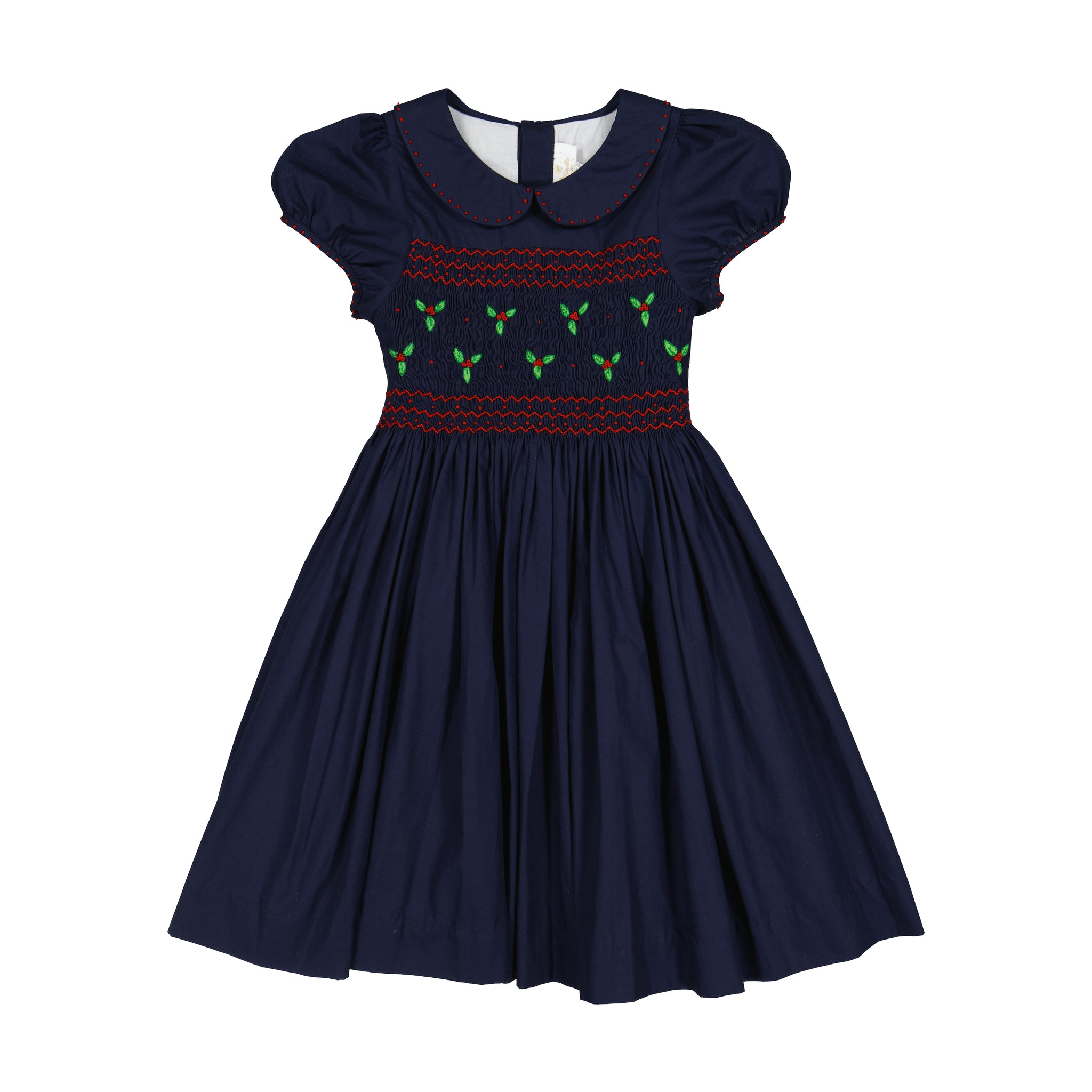 Pauline Navy Classic Christmas hand smocked Dress