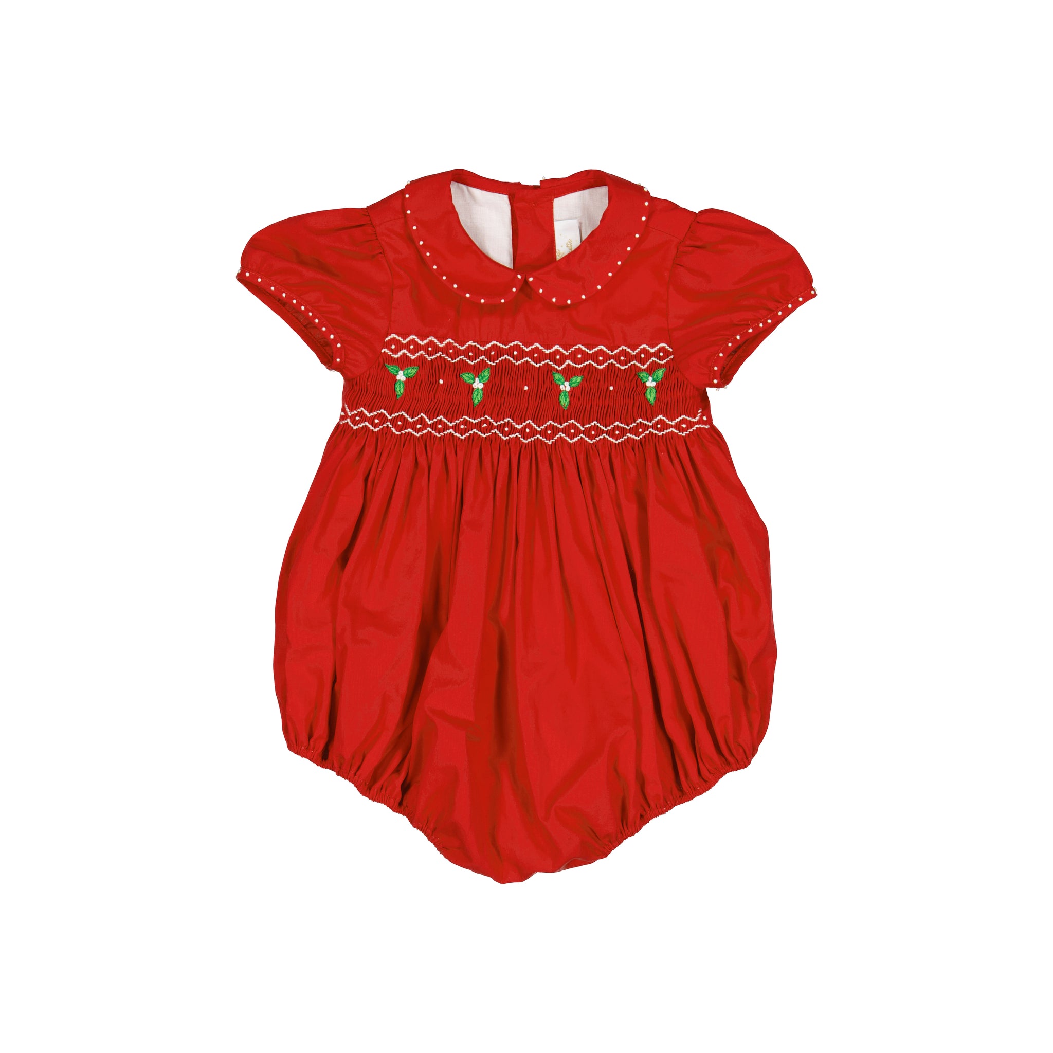 Pauline Red Classic Christmas Smocked Bubble