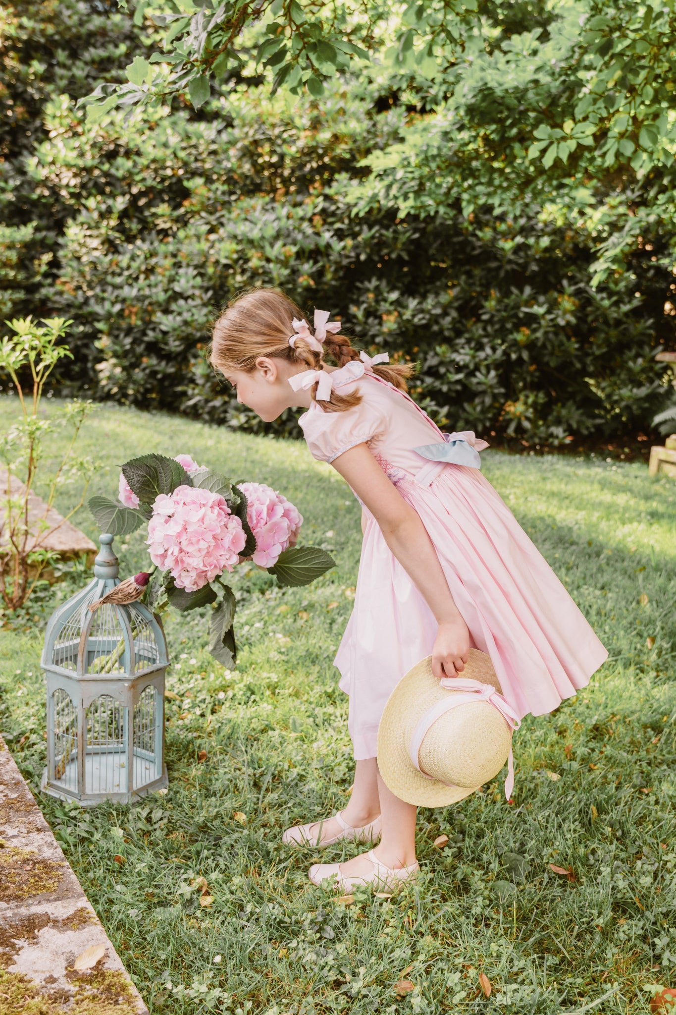 strapless open back dress Princess Charlotte Heirloom Pink Smocked Dress