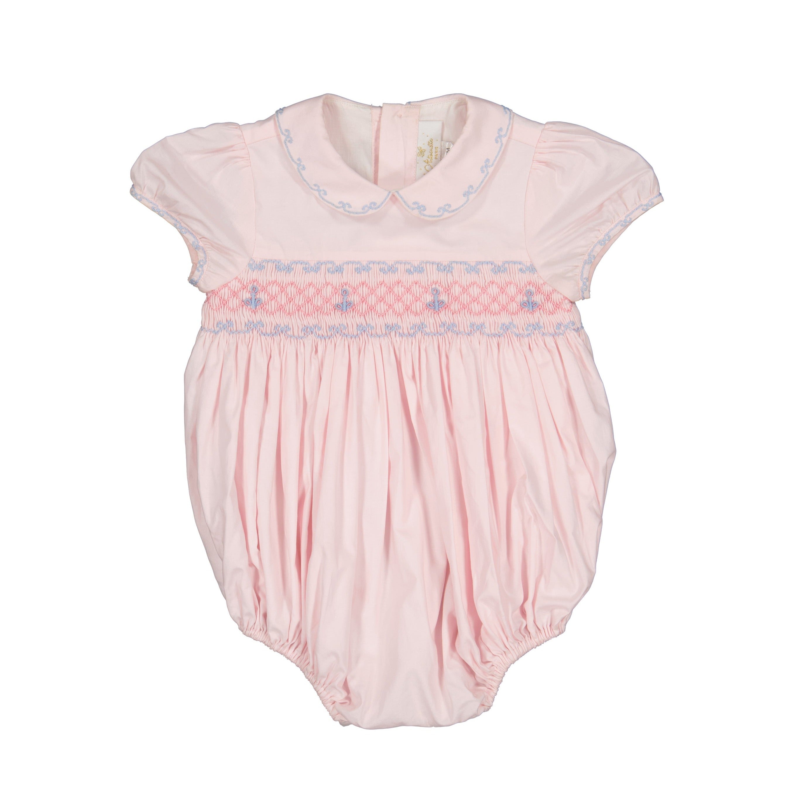 Princess Charlotte Pink Smocked Bubble Romper | Antoinette Paris