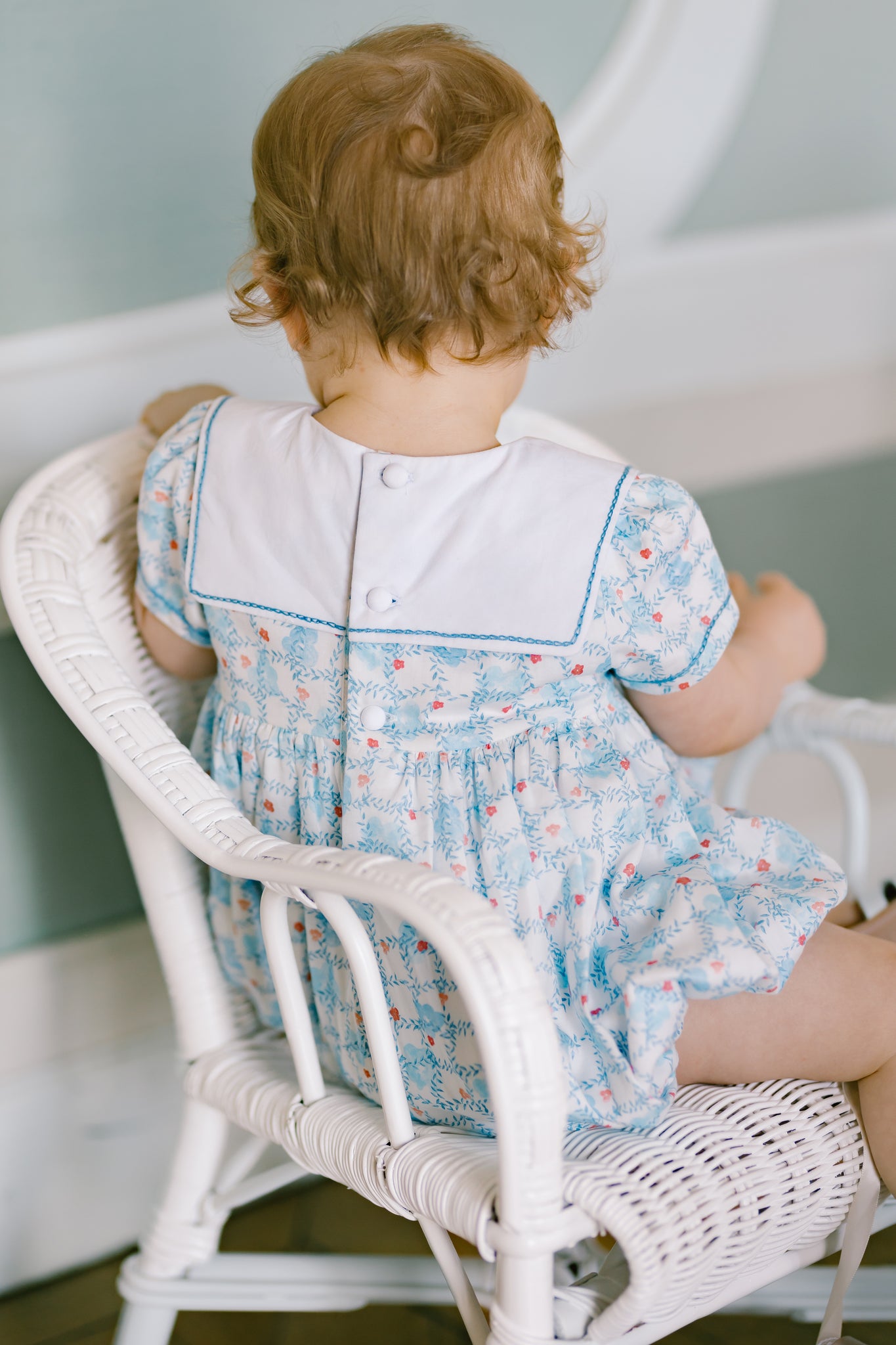 Riviera Floral Blue Short Sleeve Bubble Romper