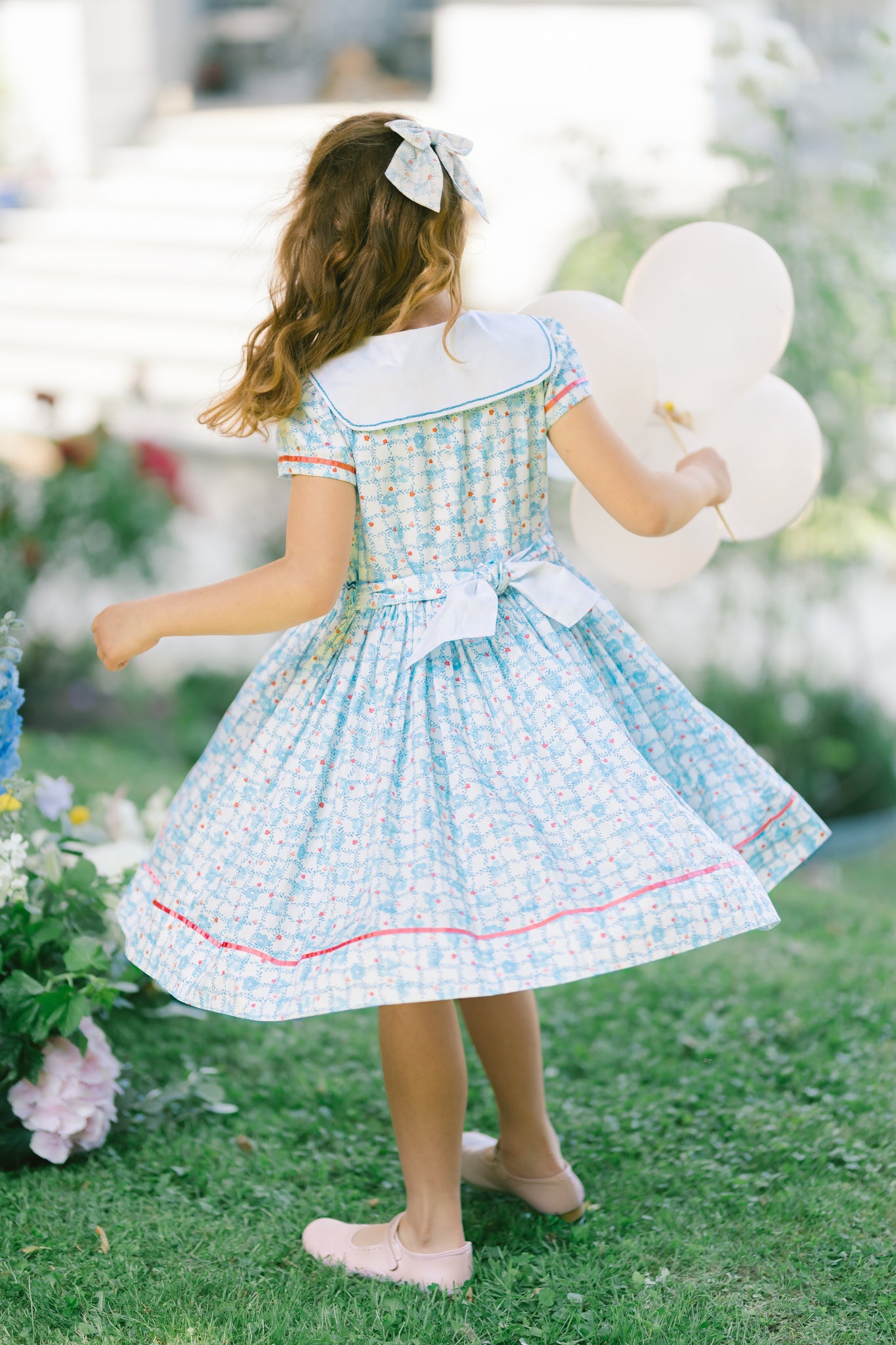 Riviera Blue Floral Smocked Dress | Antoinette Paris