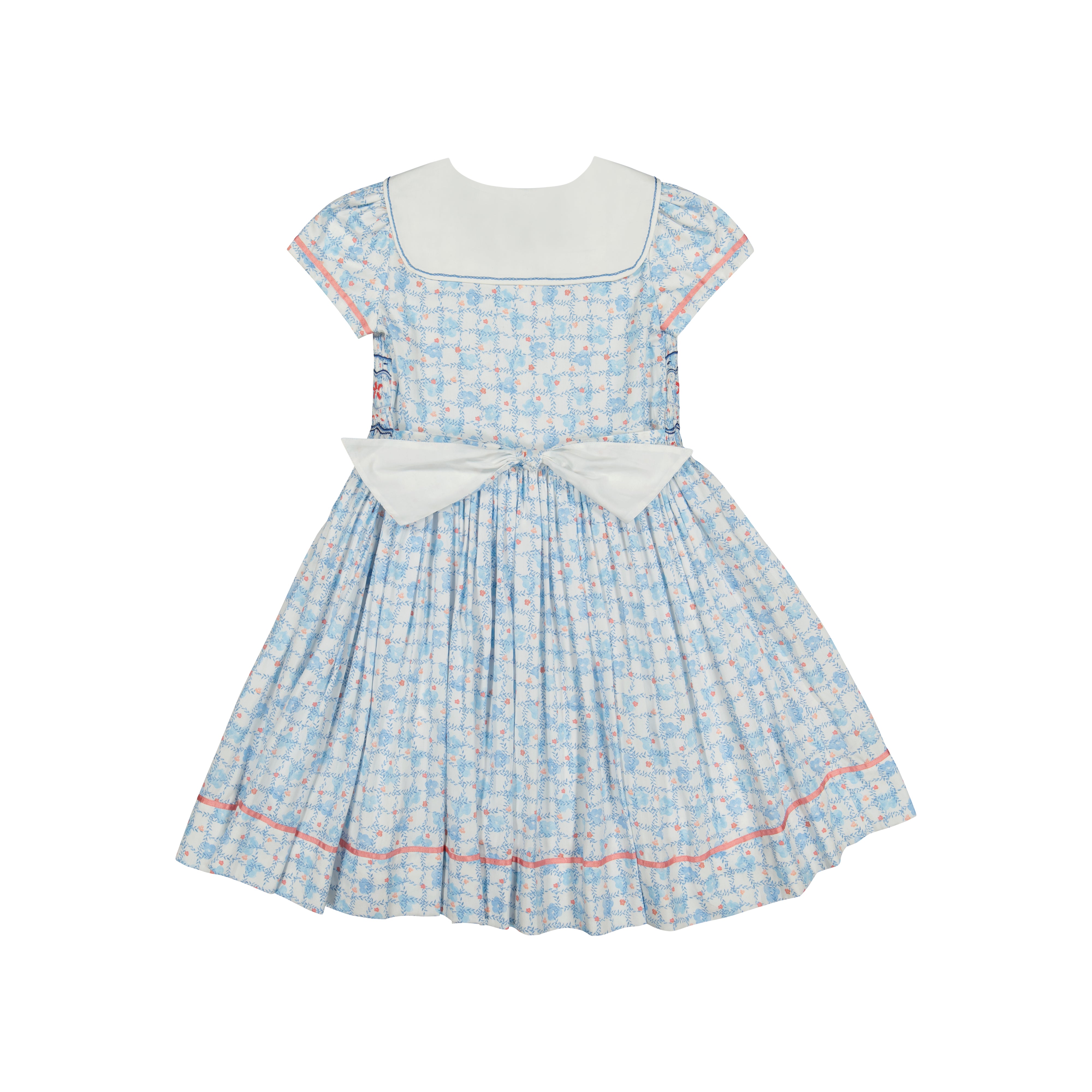 blue floral smock dress English Factory Floral Print Smocked Dress - Blue