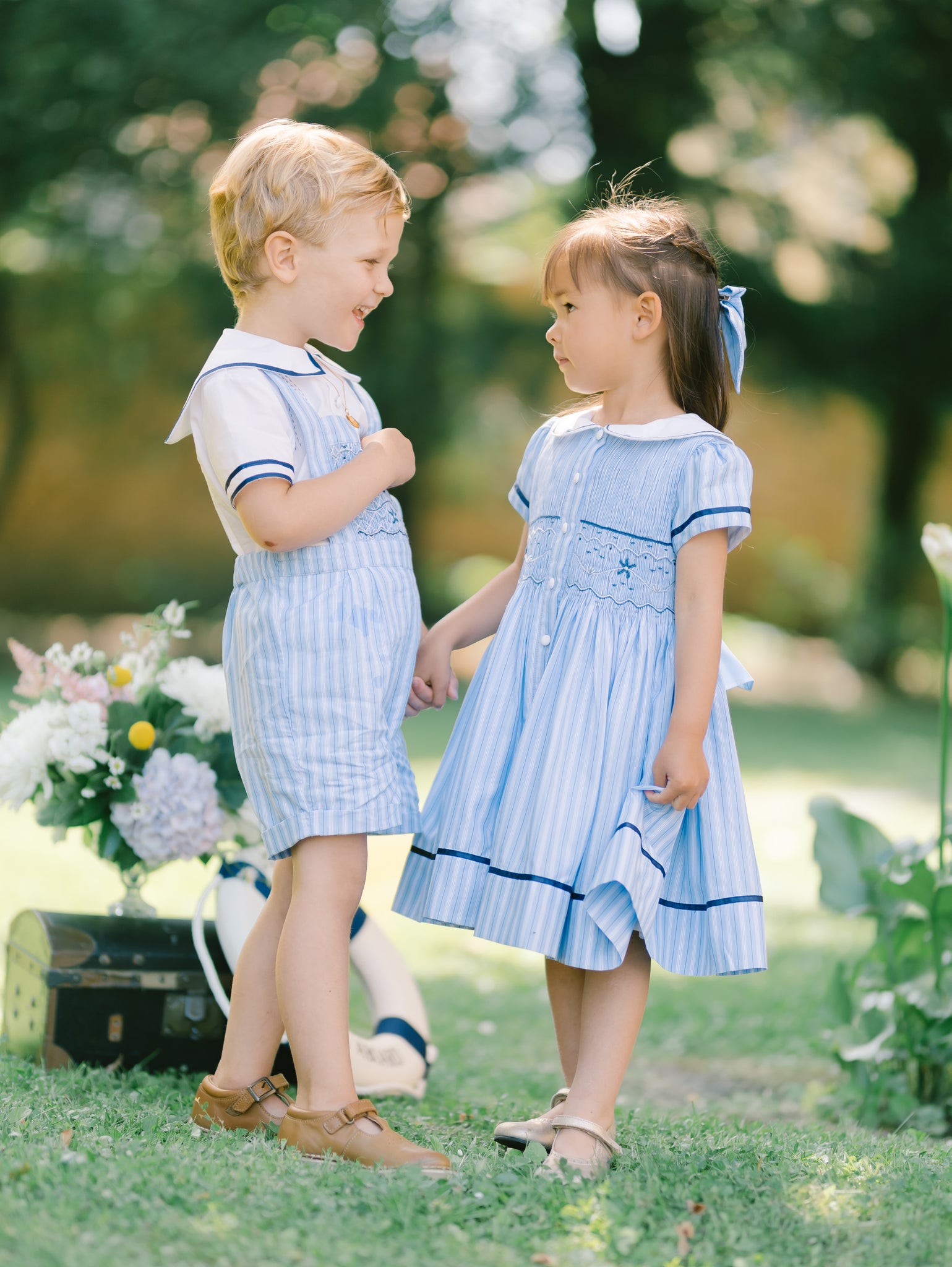 George Blue Stripe Sailor Overalls Set for Boys | Antoinette Paris