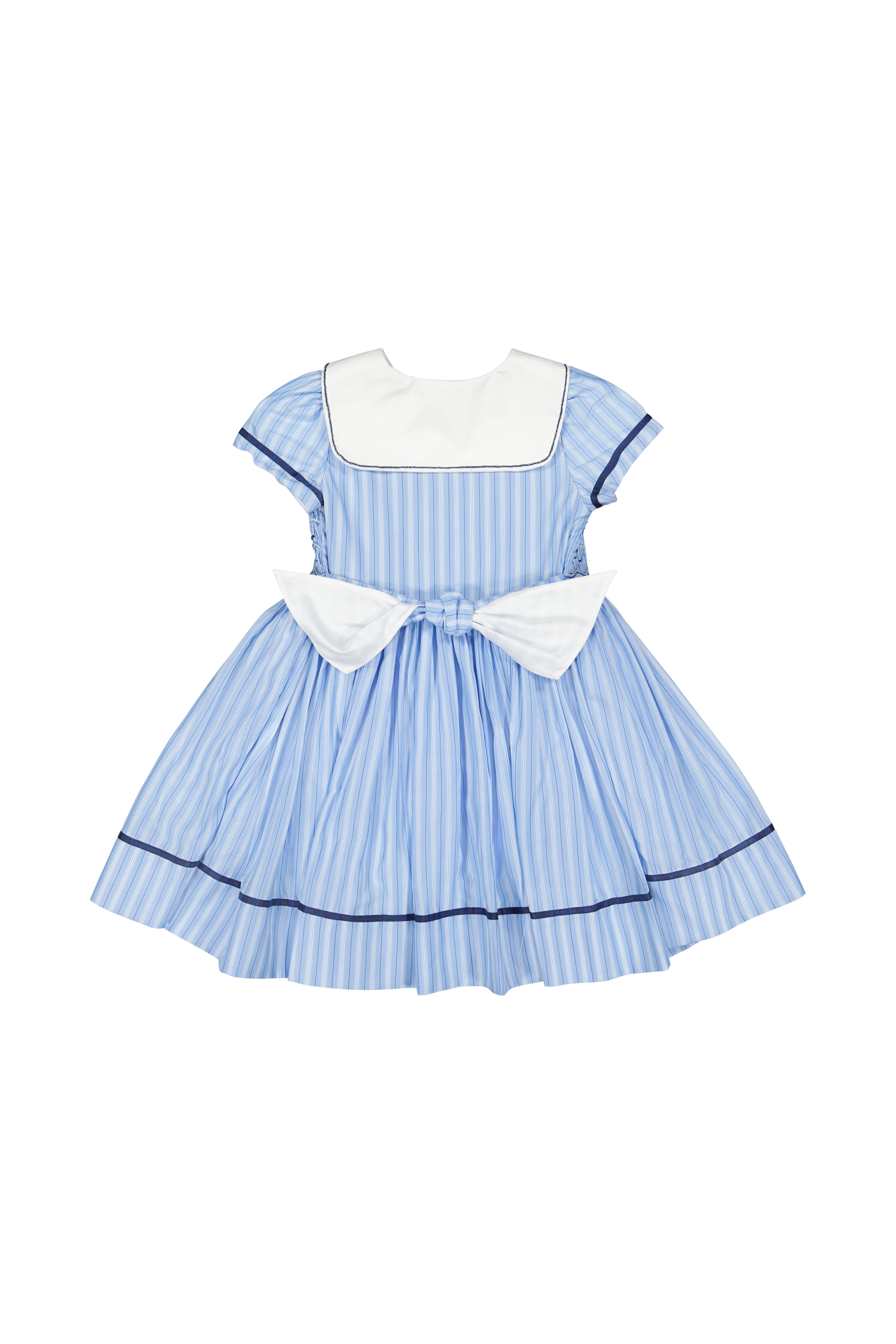 Riviera Blue Stripe Smocked Dress | Antoinette Paris