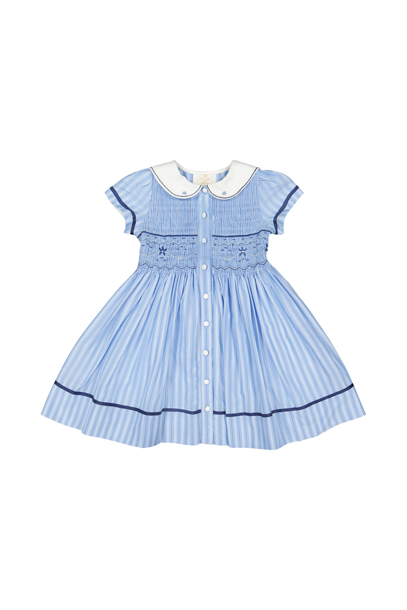 Riviera Blue Stripe Smocked Dress