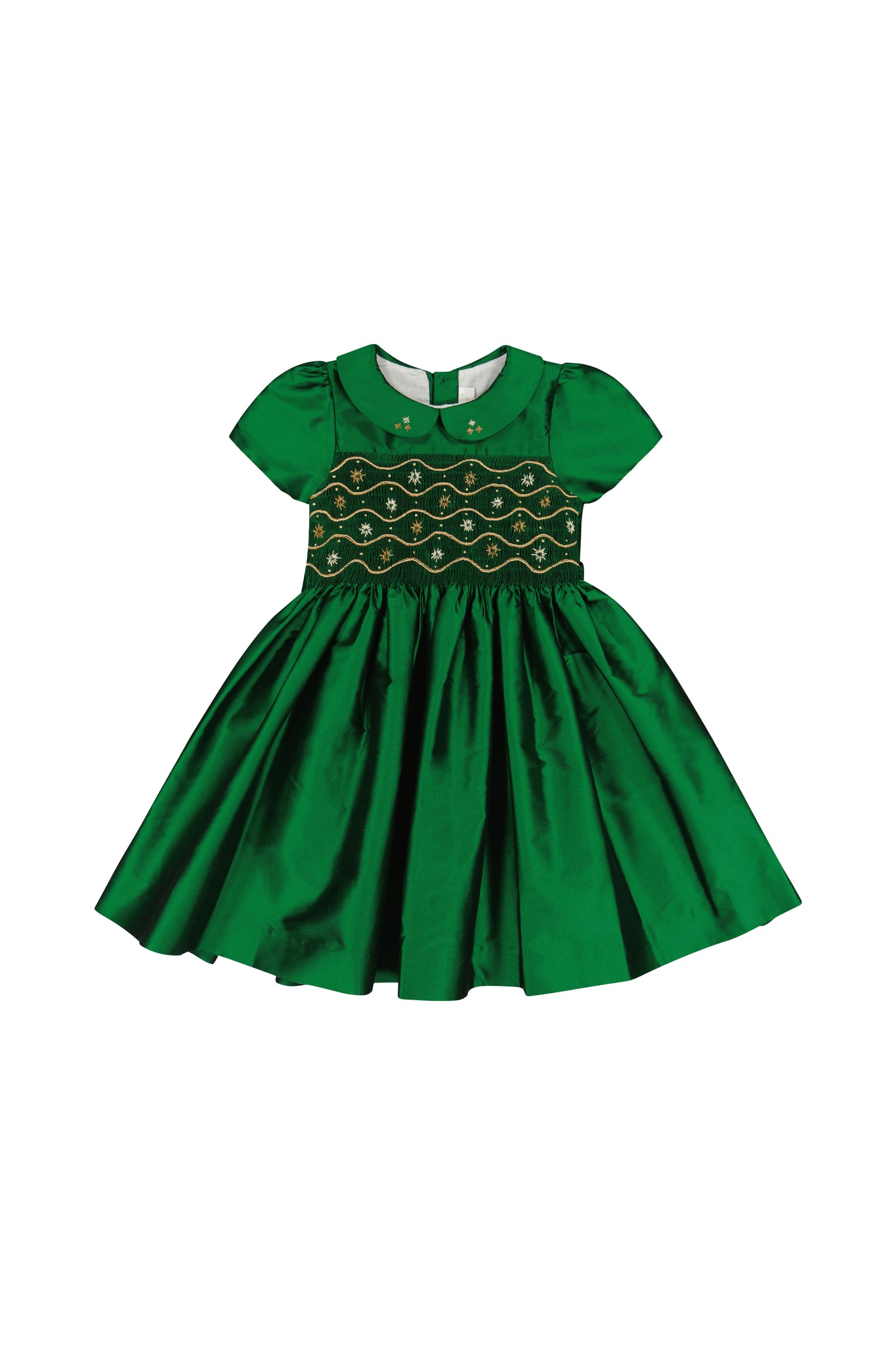 Stella Green Silk Smocked Dress | Girls Christmas Dress Stella Green Silk Smocked Dress | Girls Christmas Dress