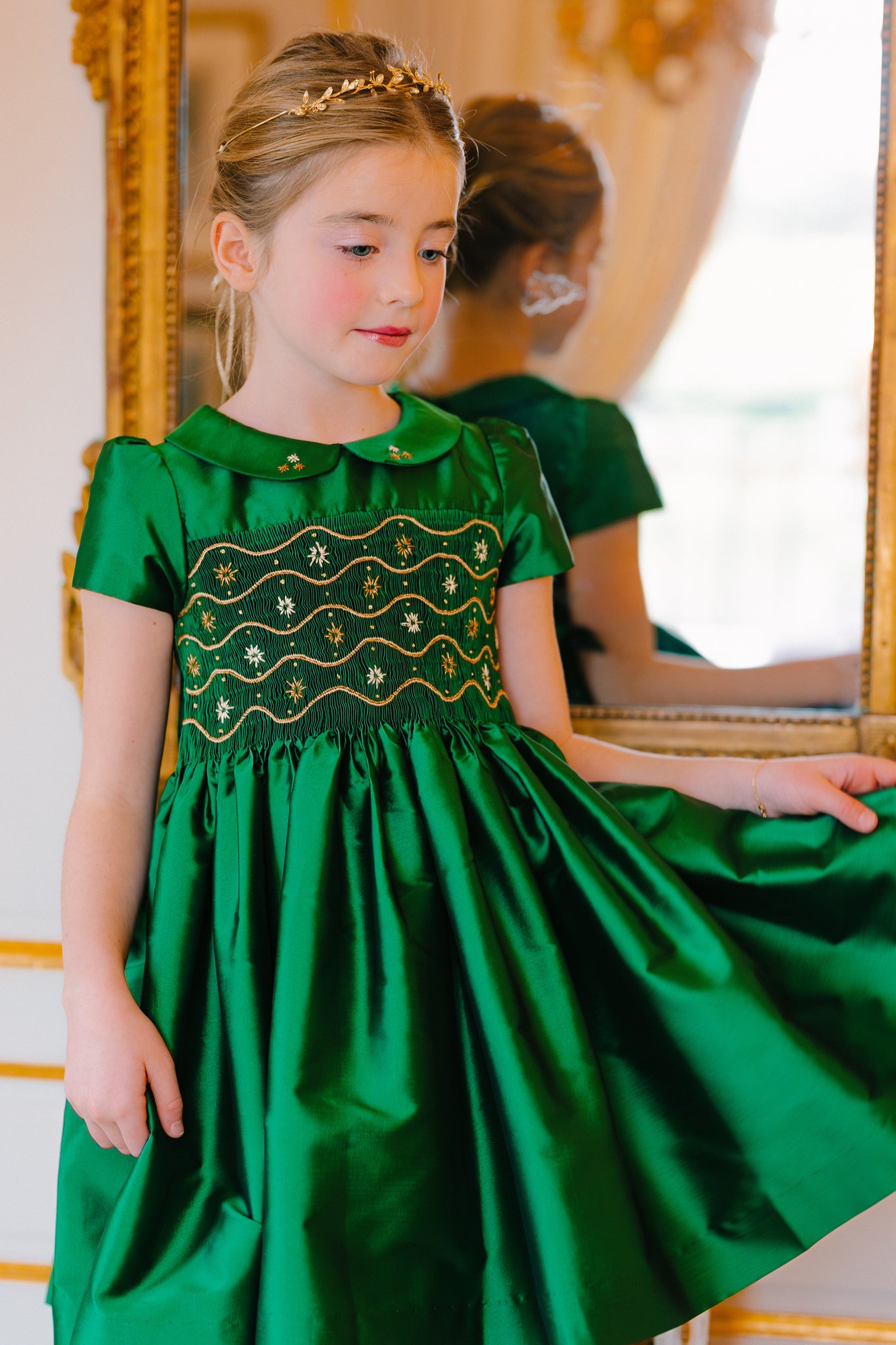 Easy Smock Dress Pattern Stella Green Silk Smocked Dress Girls Christmas Dress Easy Smock Dress Pattern Stella Green Silk Smocked Dress Girls Christmas Dress