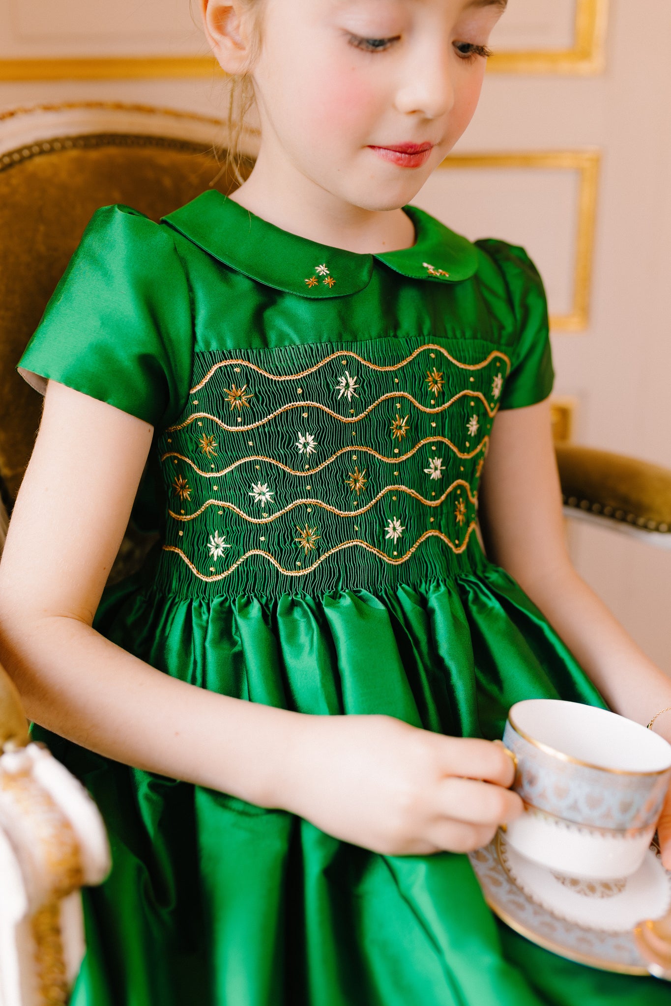short green christmas dress Smocked Christmas Trees Short Sleeve Toddler Girl Dress