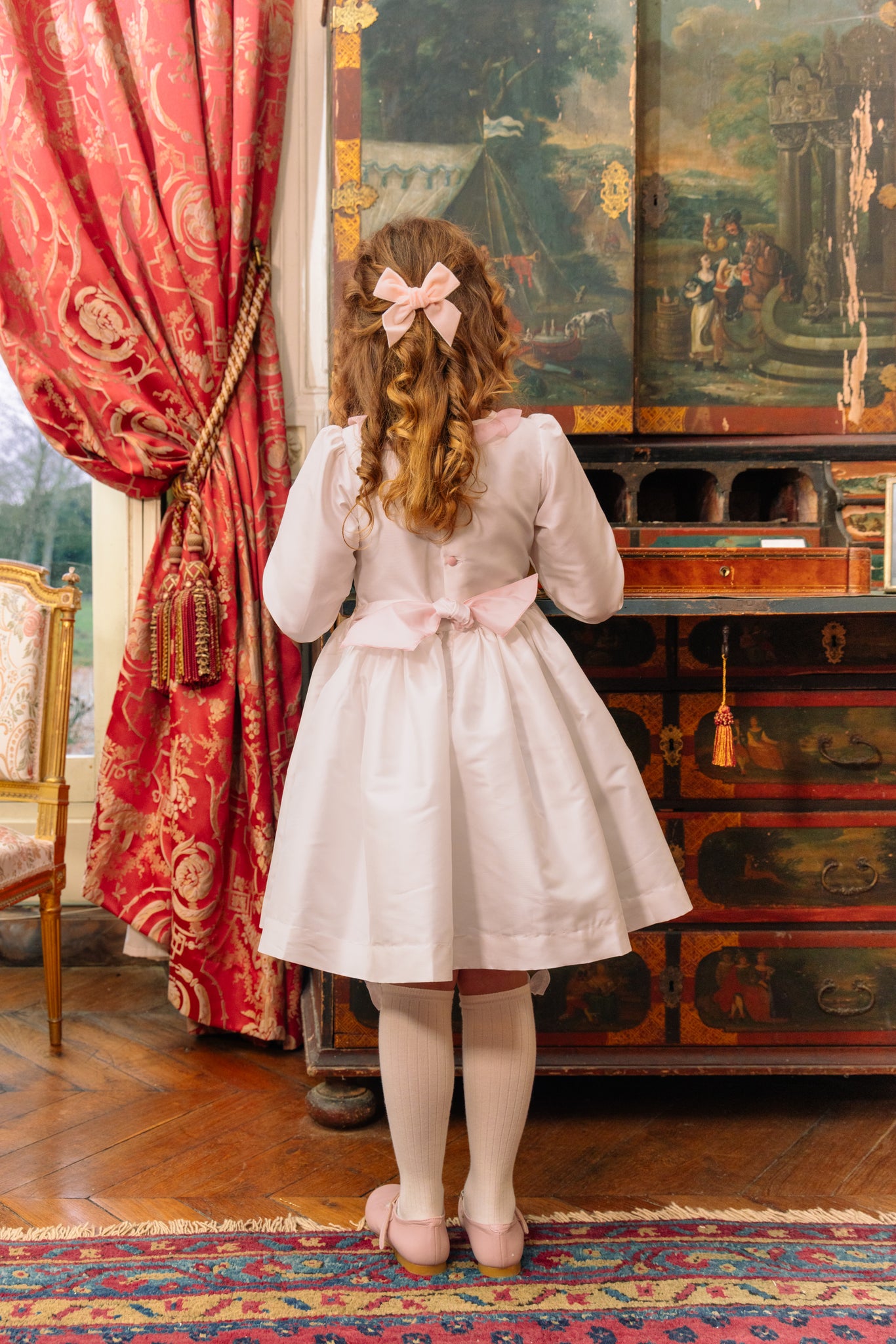 white christmas dresses White Smocked Cross Bishop Dress main image 1