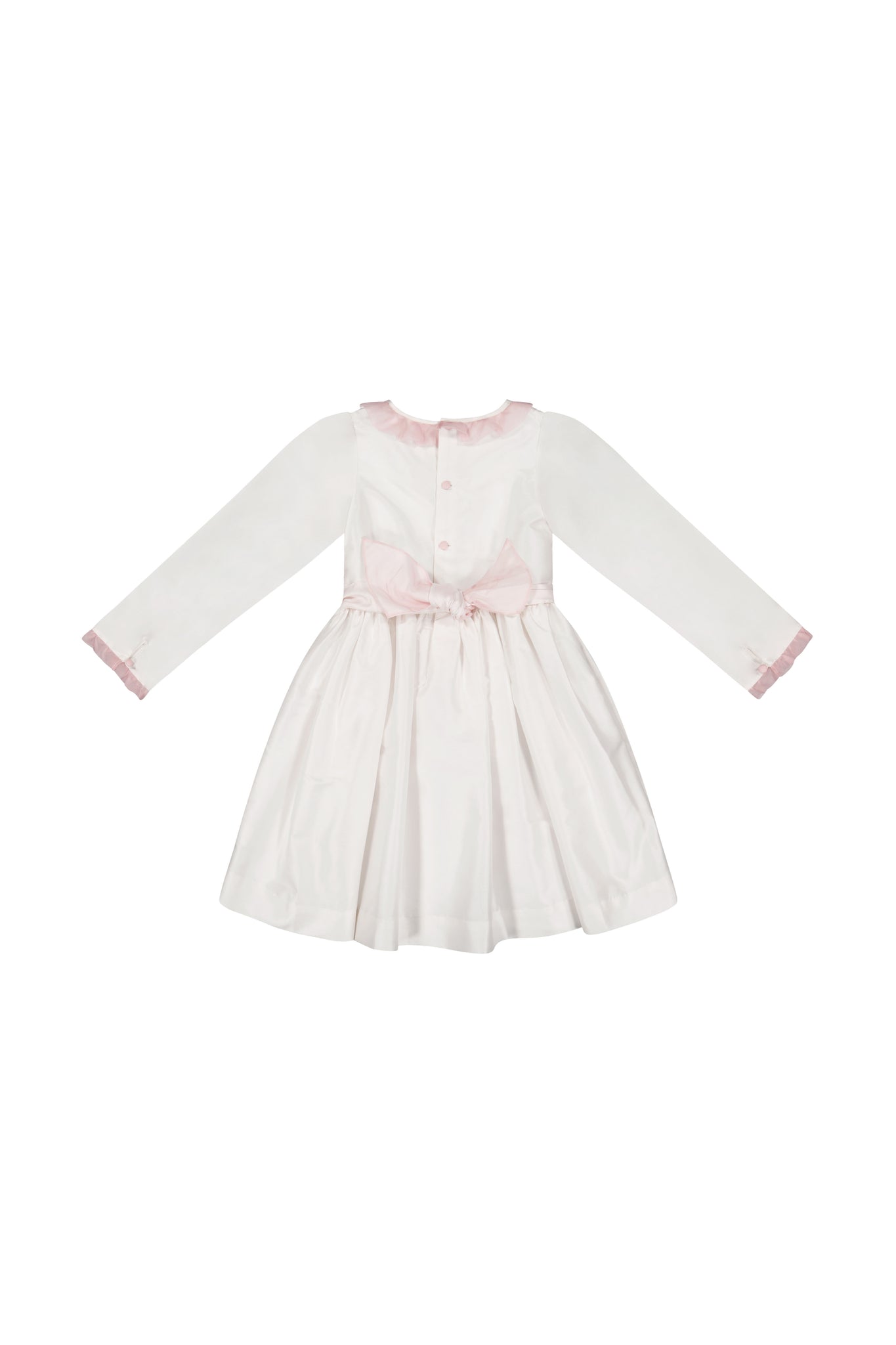 SOFIA WHITE TAFFETA LONG SLEEVE DRESS