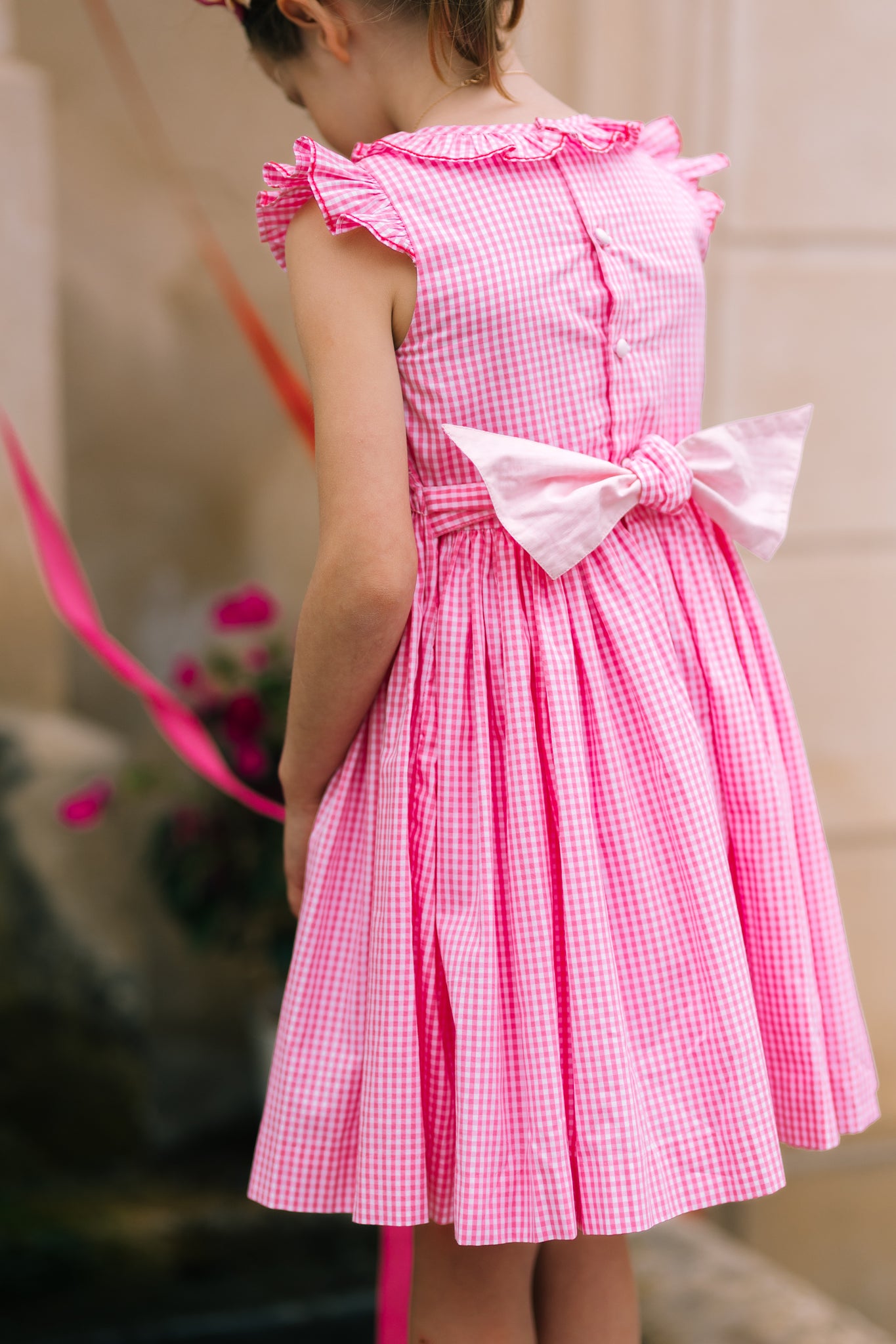 Tulip Pink Gingham Smocked Dress Tulip Pink Gingham Smocked Dress