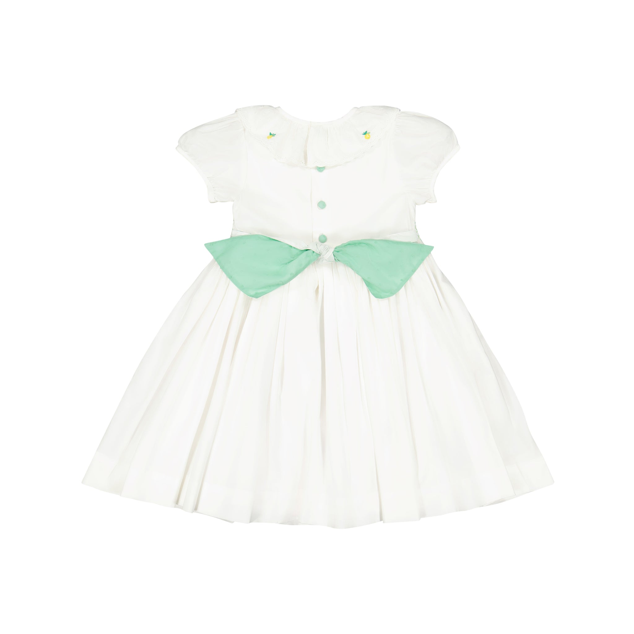 green and white dress for party Victoria Lemon Smocked Girls green and white floral dress