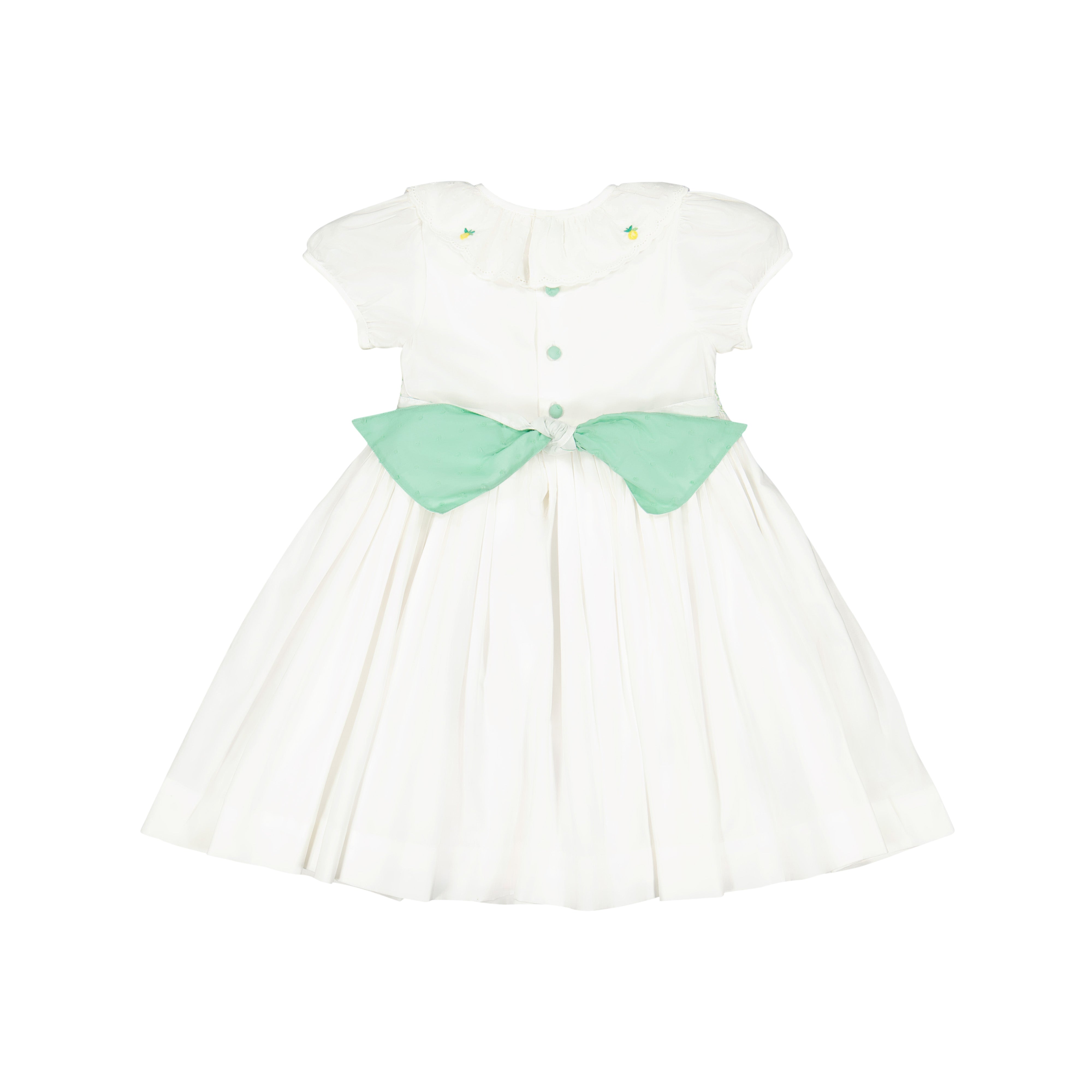 Victoria White Lemon Smocked Girls Dress | Antoinette Paris