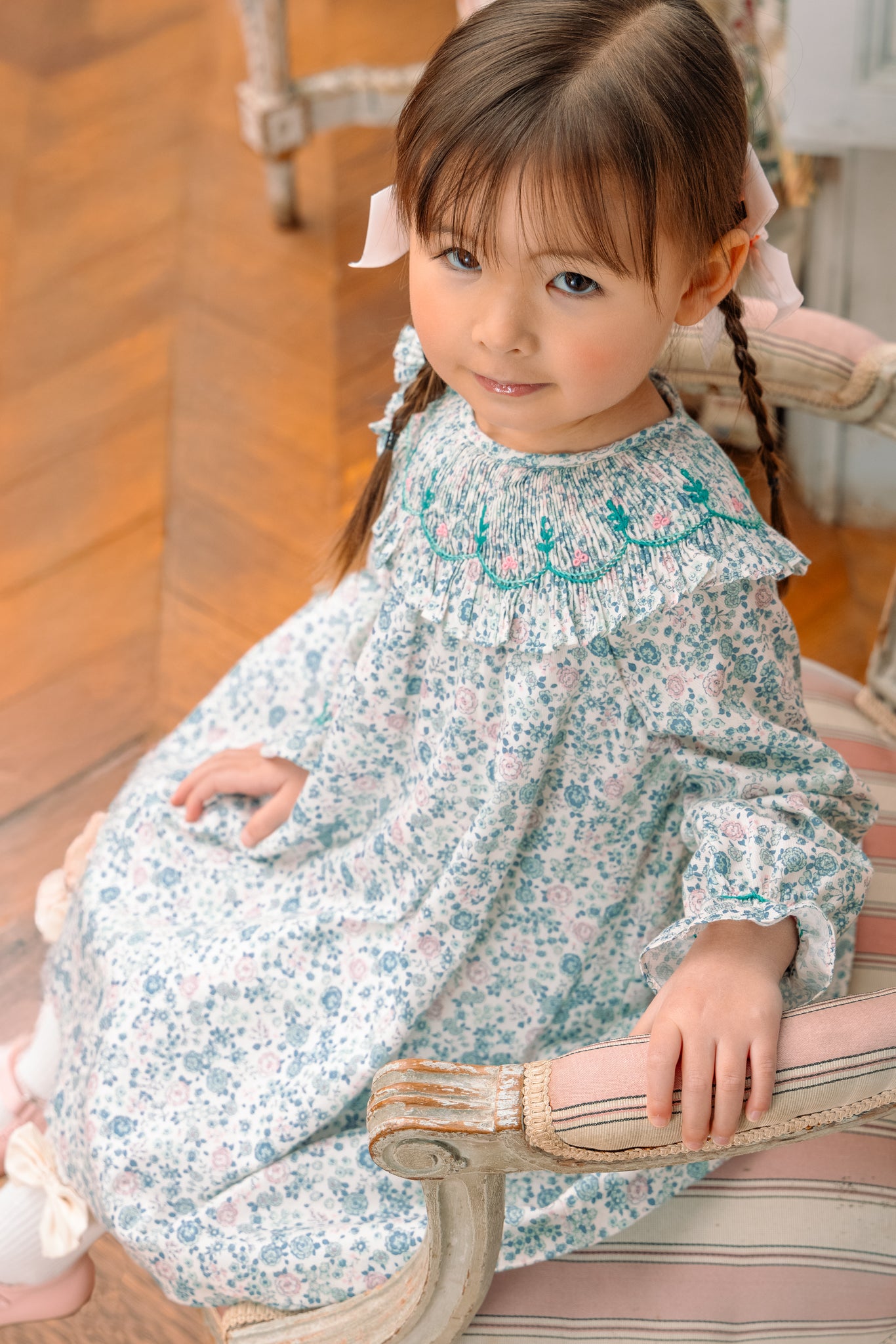 long sleeve smocked bishop dress Baby Girl Pima Cotton Bishop Smocked Dress
