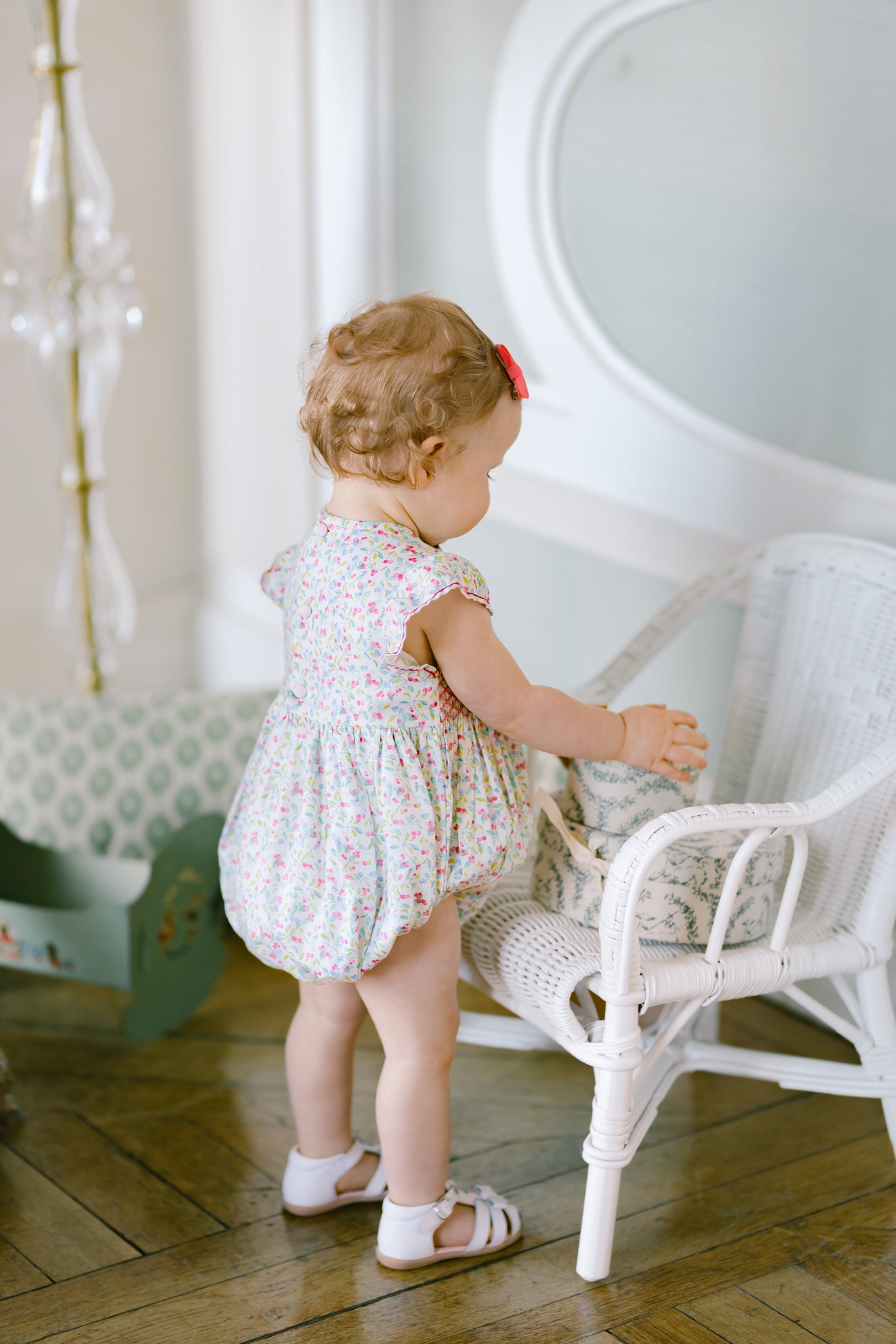 Alizée Cherry Smocked Bubble Romper | Antoinette Paris