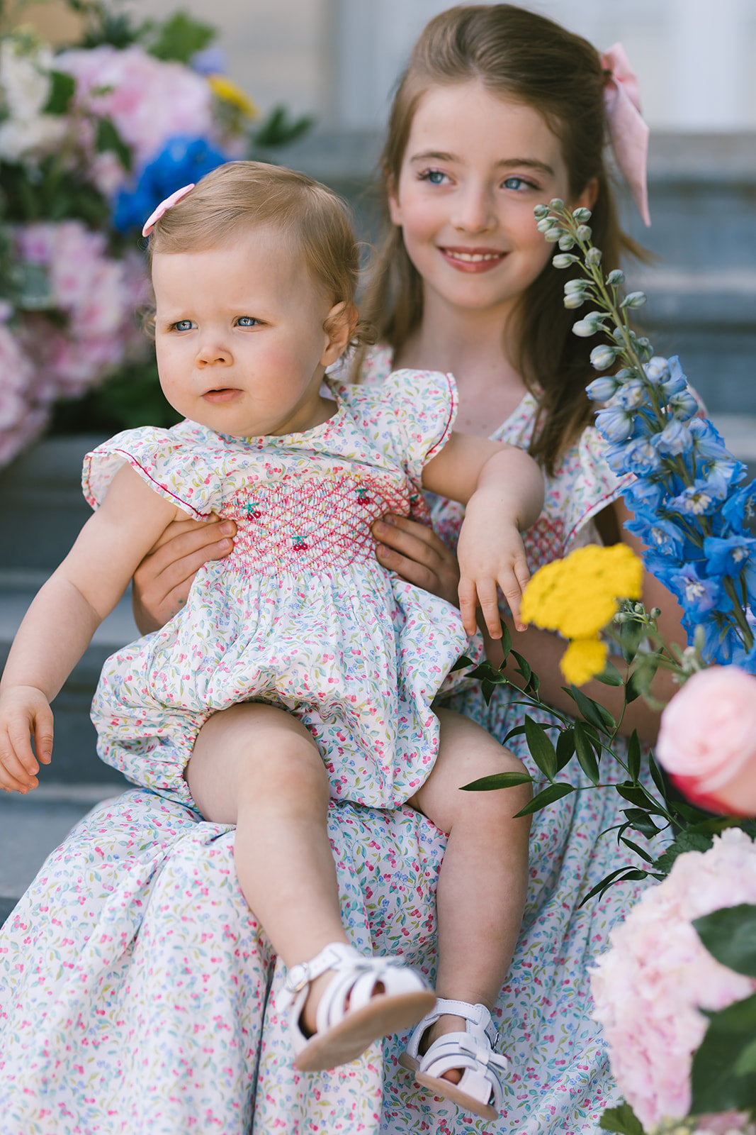Alizée Cherry Smocked Bubble Romper | Antoinette Paris