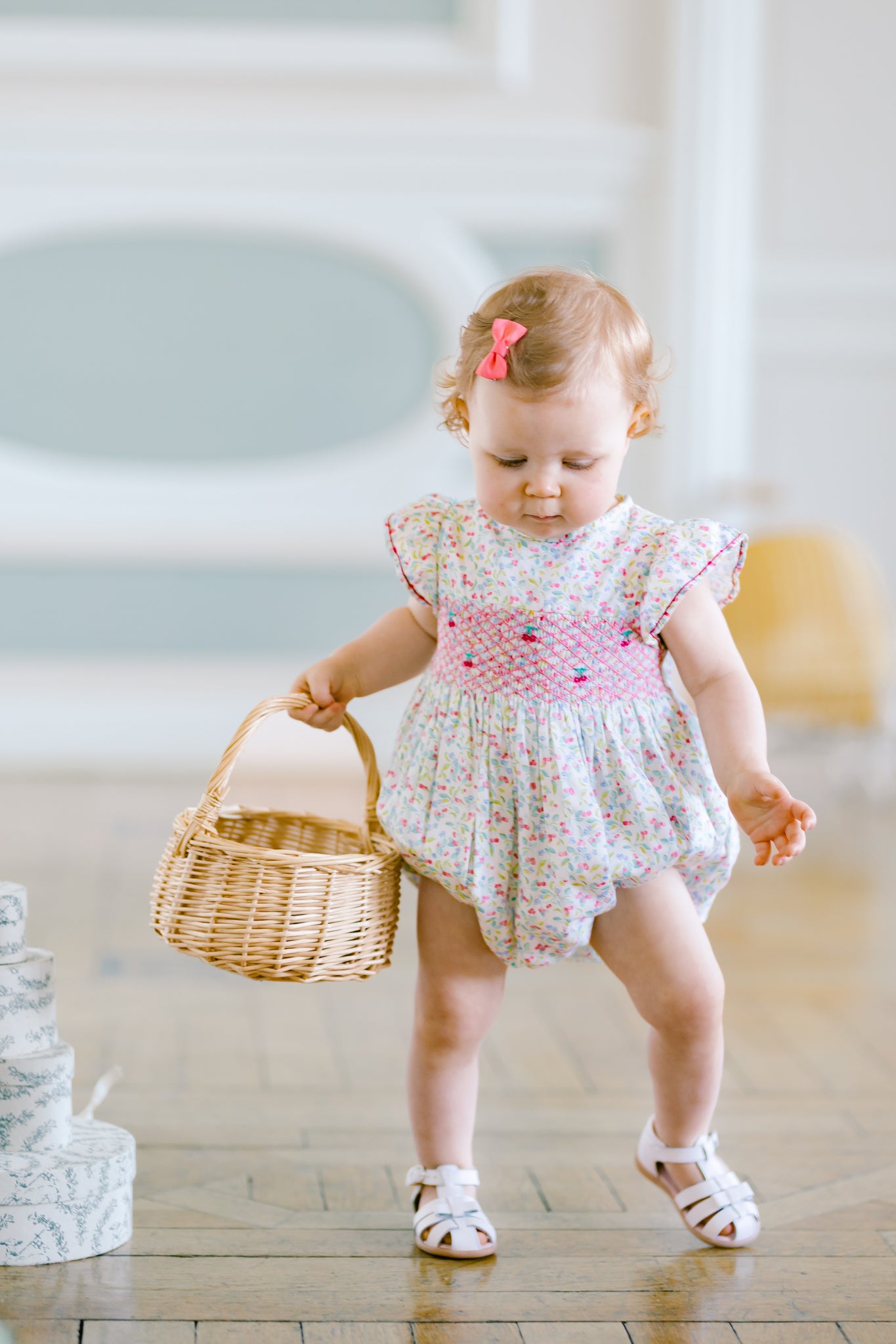 Alizée Cherry Smocked Bubble Romper | Antoinette Paris