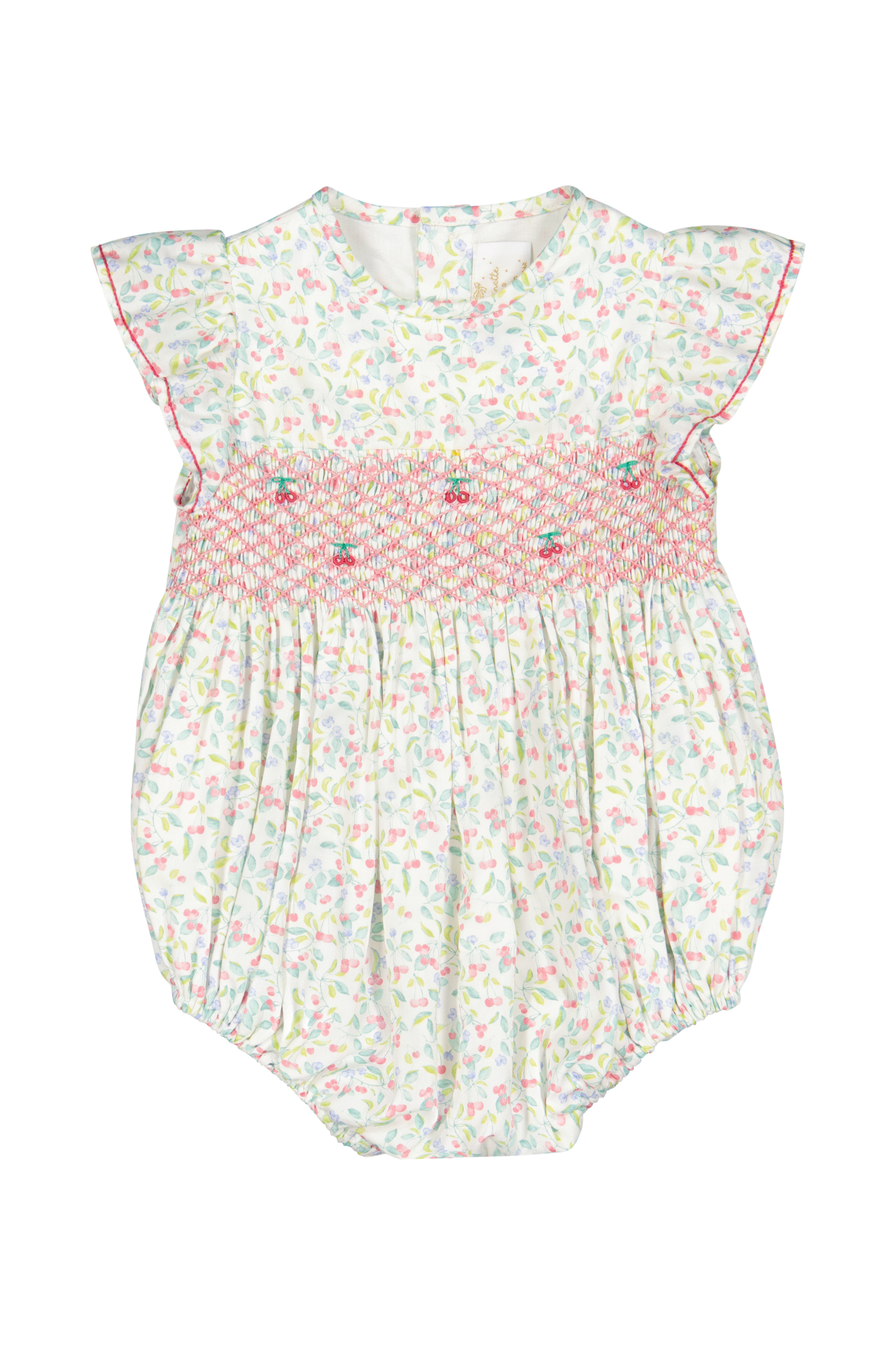 Alizée Cherry Smocked Bubble Romper | Antoinette Paris