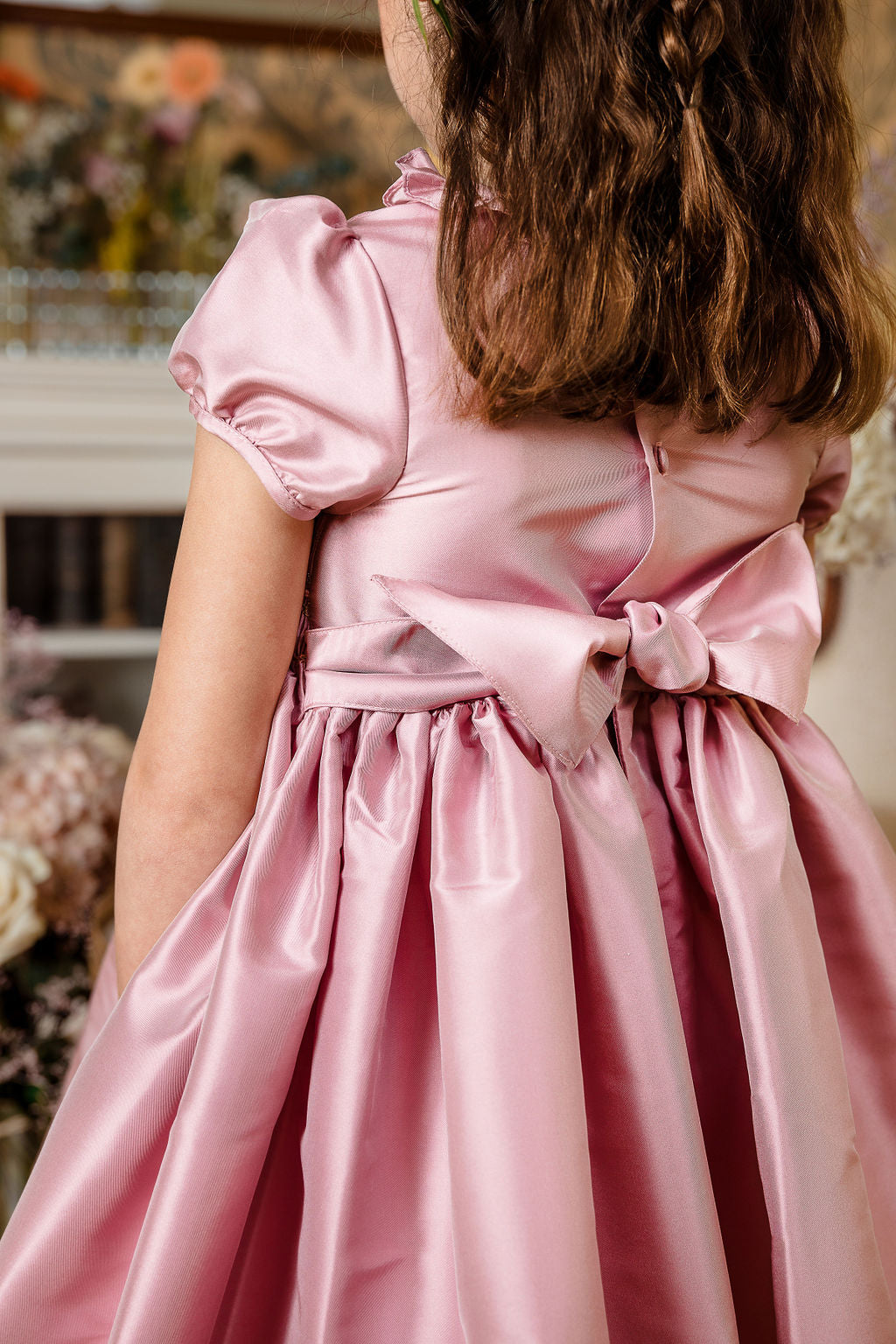 Astrid Pink Silk Smocked Girl Dress