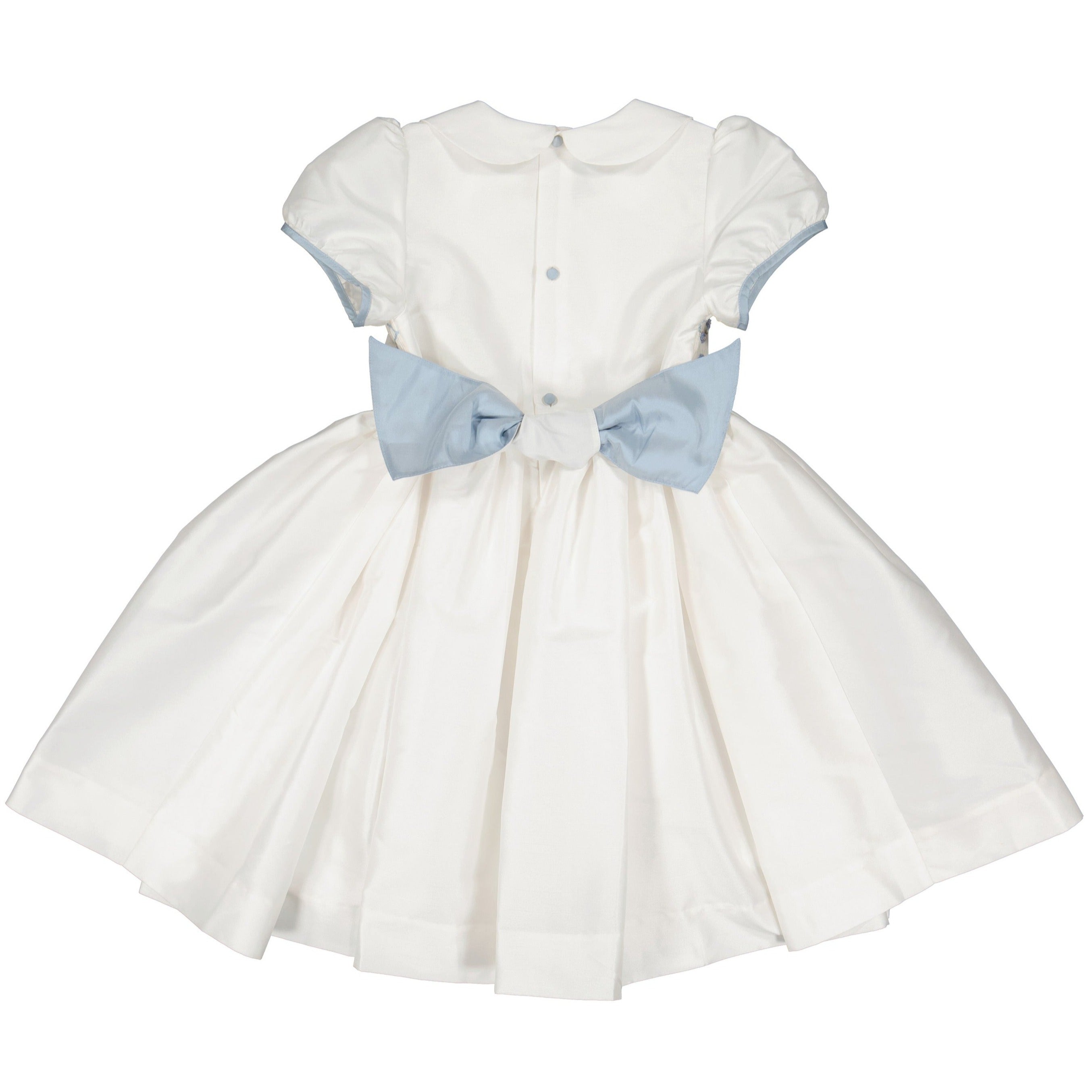 Bagatelle White/Blue Silk Handmade Smocked Dress 10T