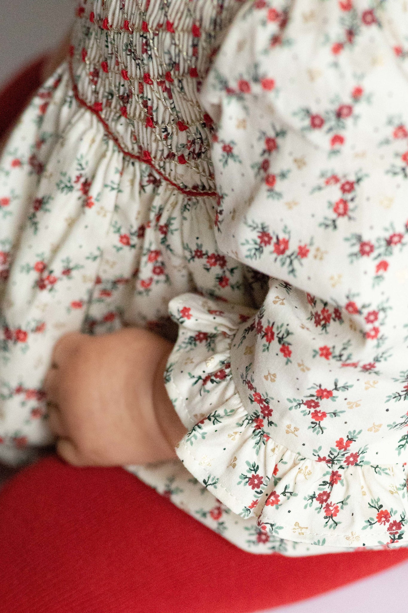 Elizabeth french floral Smocked Baby Bubble