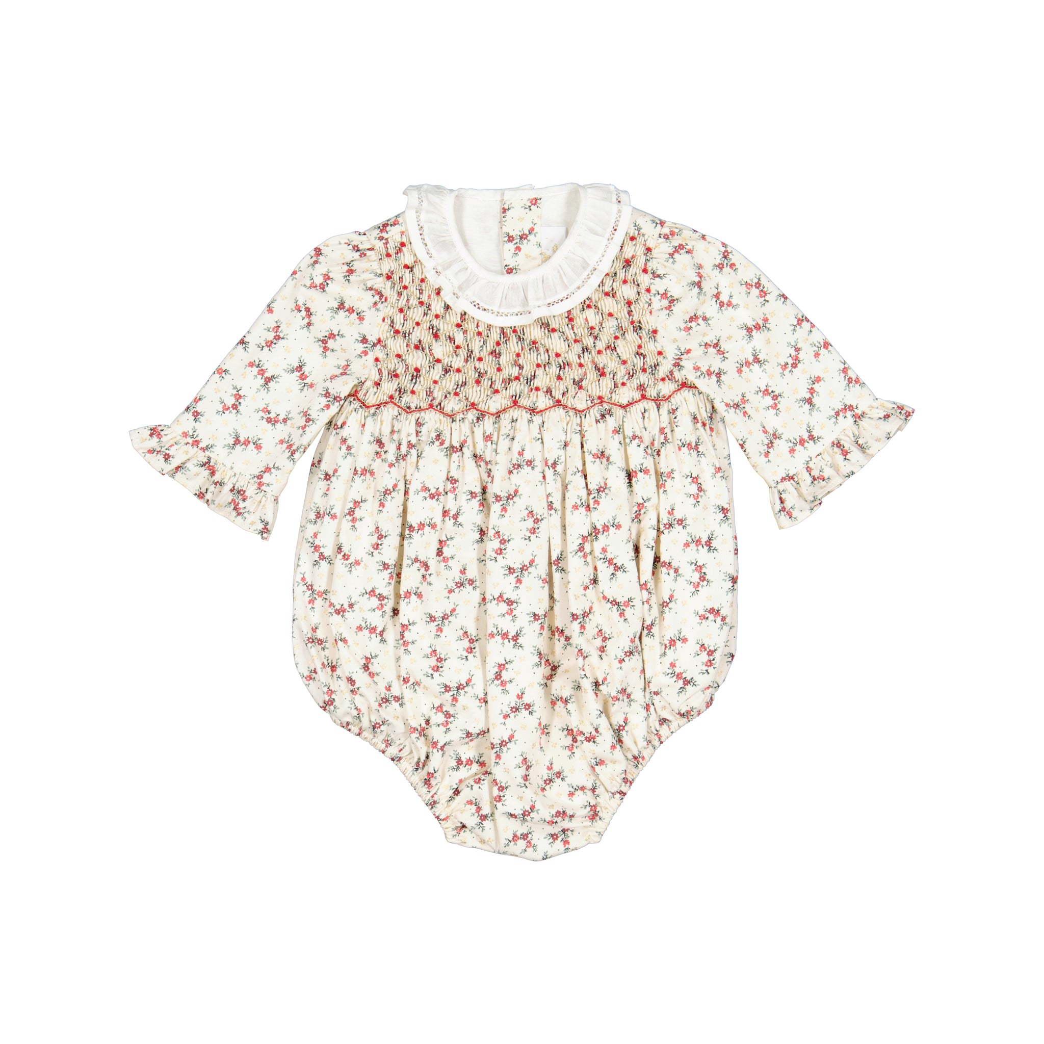 Elizabeth french floral Smocked Baby Bubble
