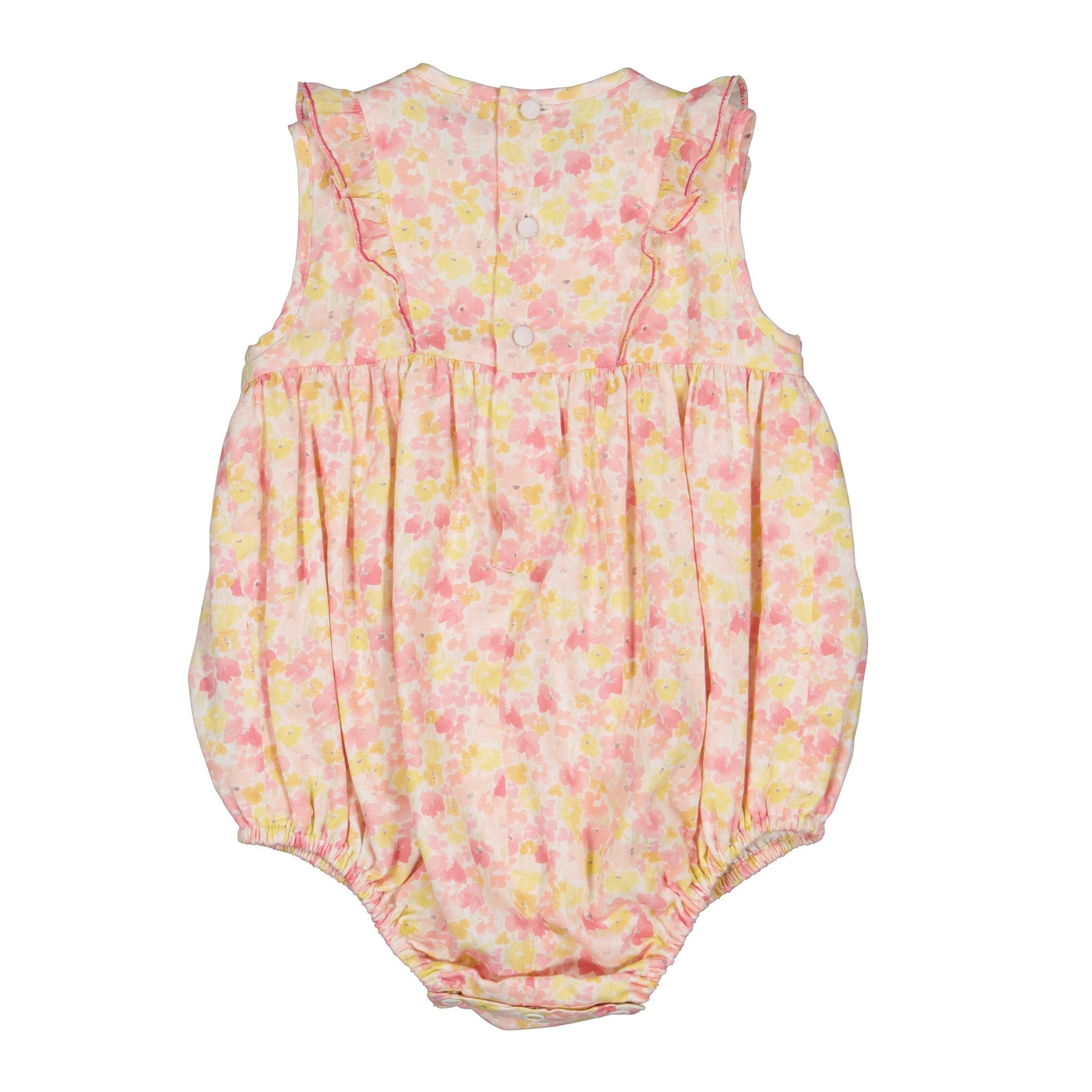 IRIS PINK BUBBLE FLORAL SMOCKED BUBBLE