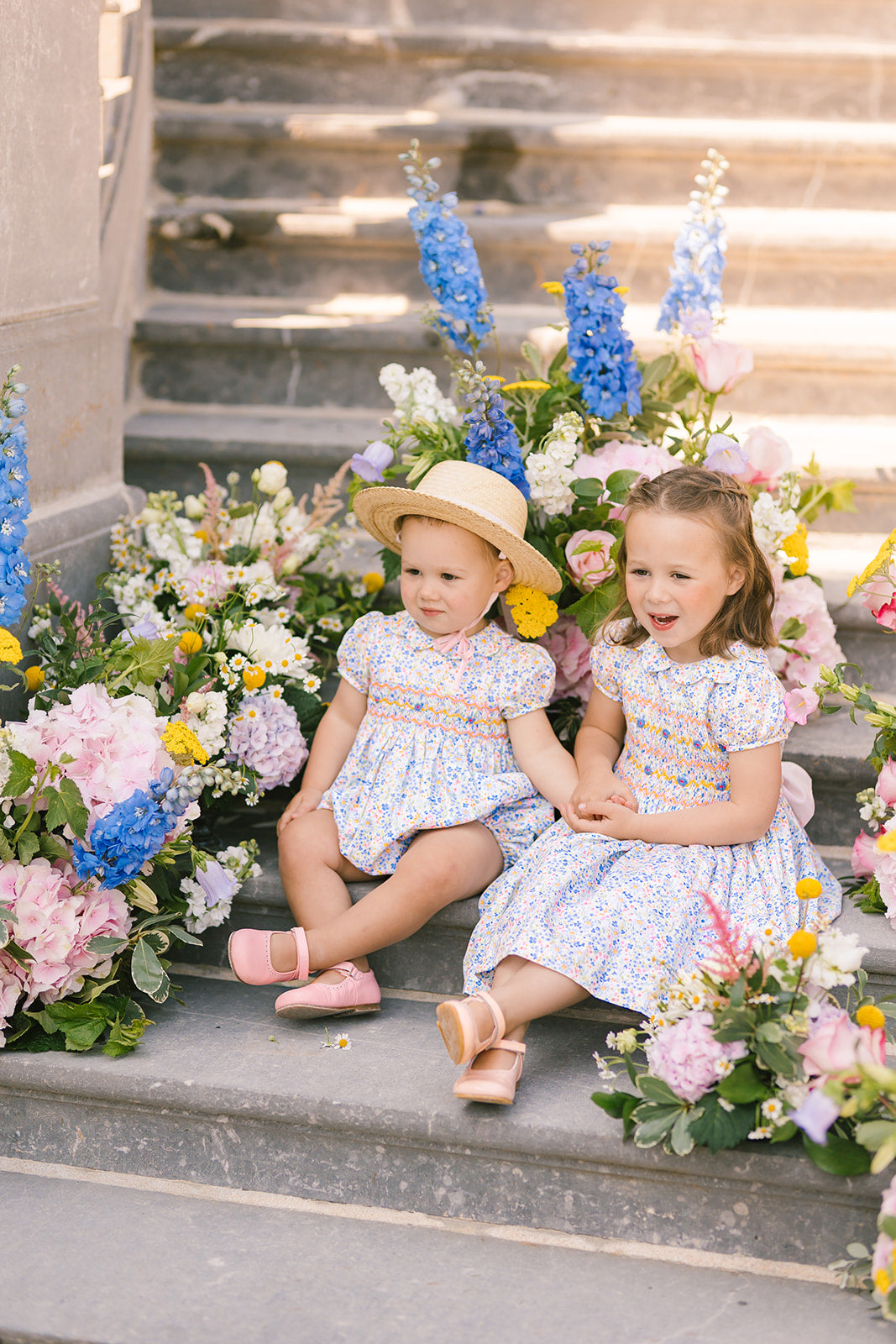 Ondine Blue Floral Bubble Romper for Baby | Antoinette Paris