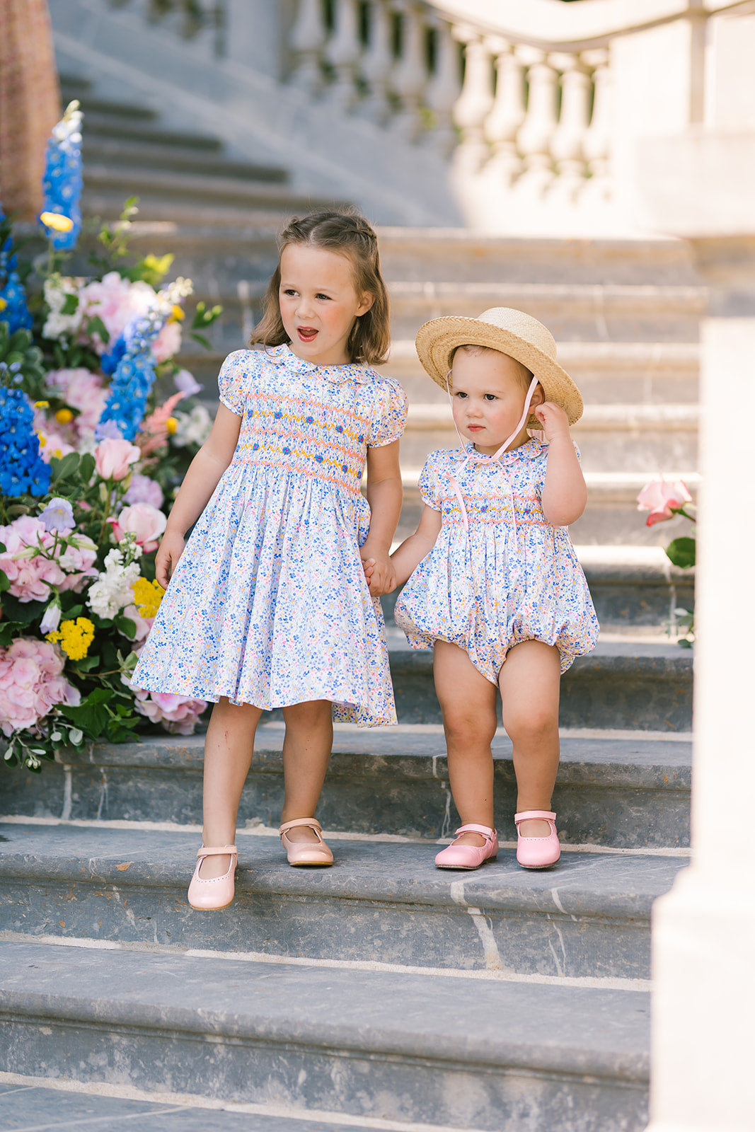Ondine Blue Floral Bubble Romper for Baby