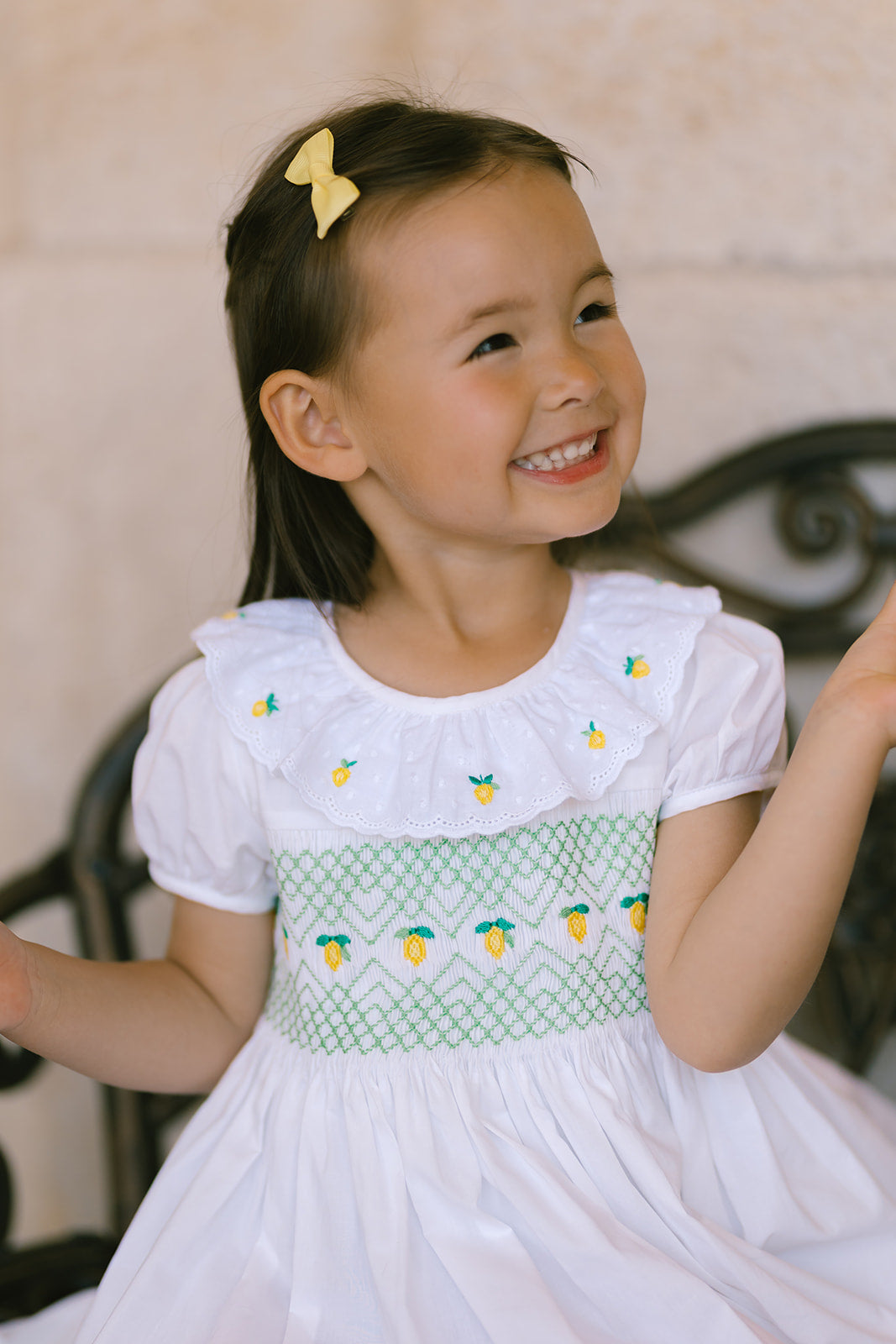 smocked first birthday dress Birthday Smocked Dress in Polka Dot main image 0