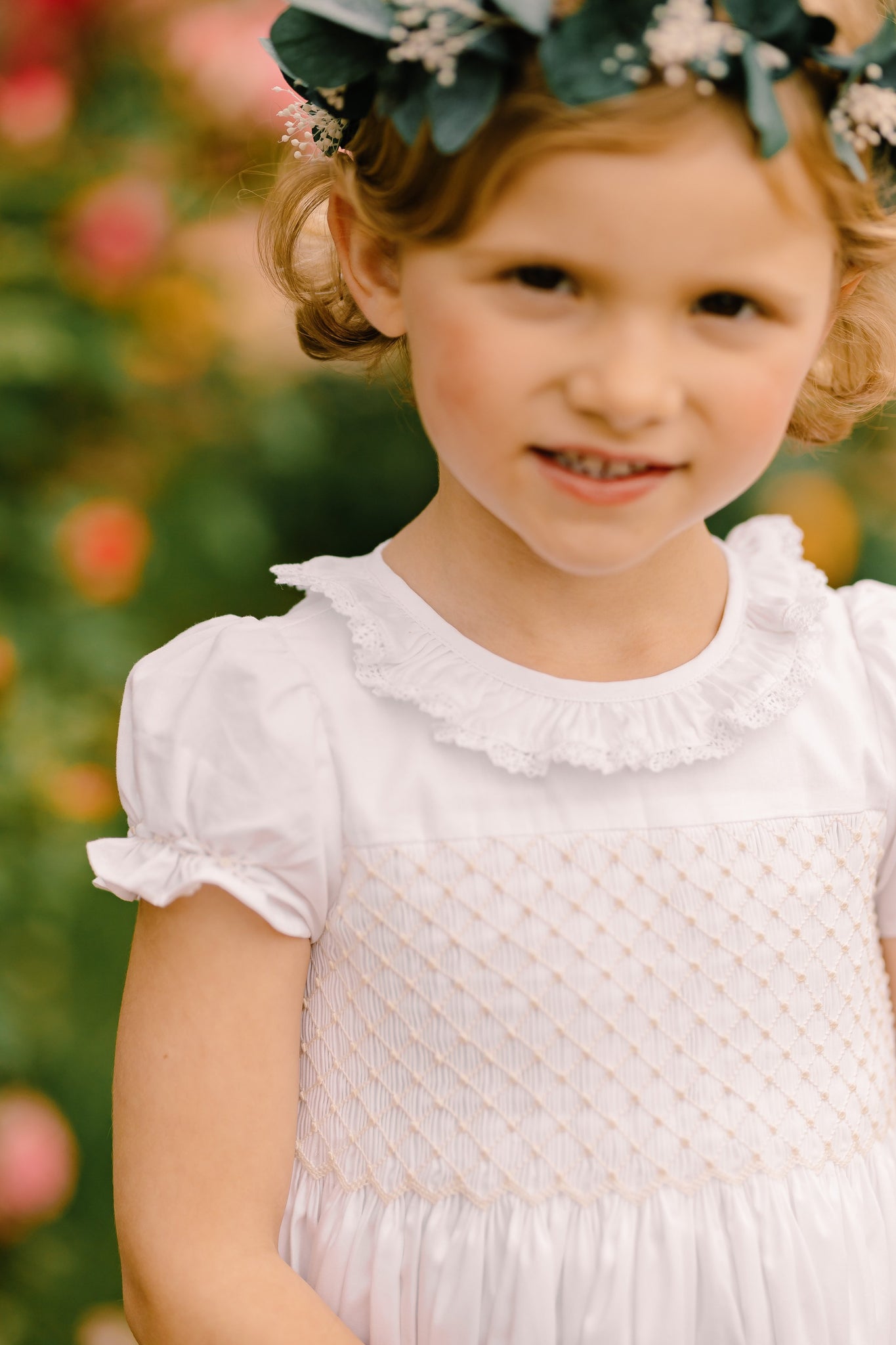 Antoinette Ceremony White Smocked Girl Dress