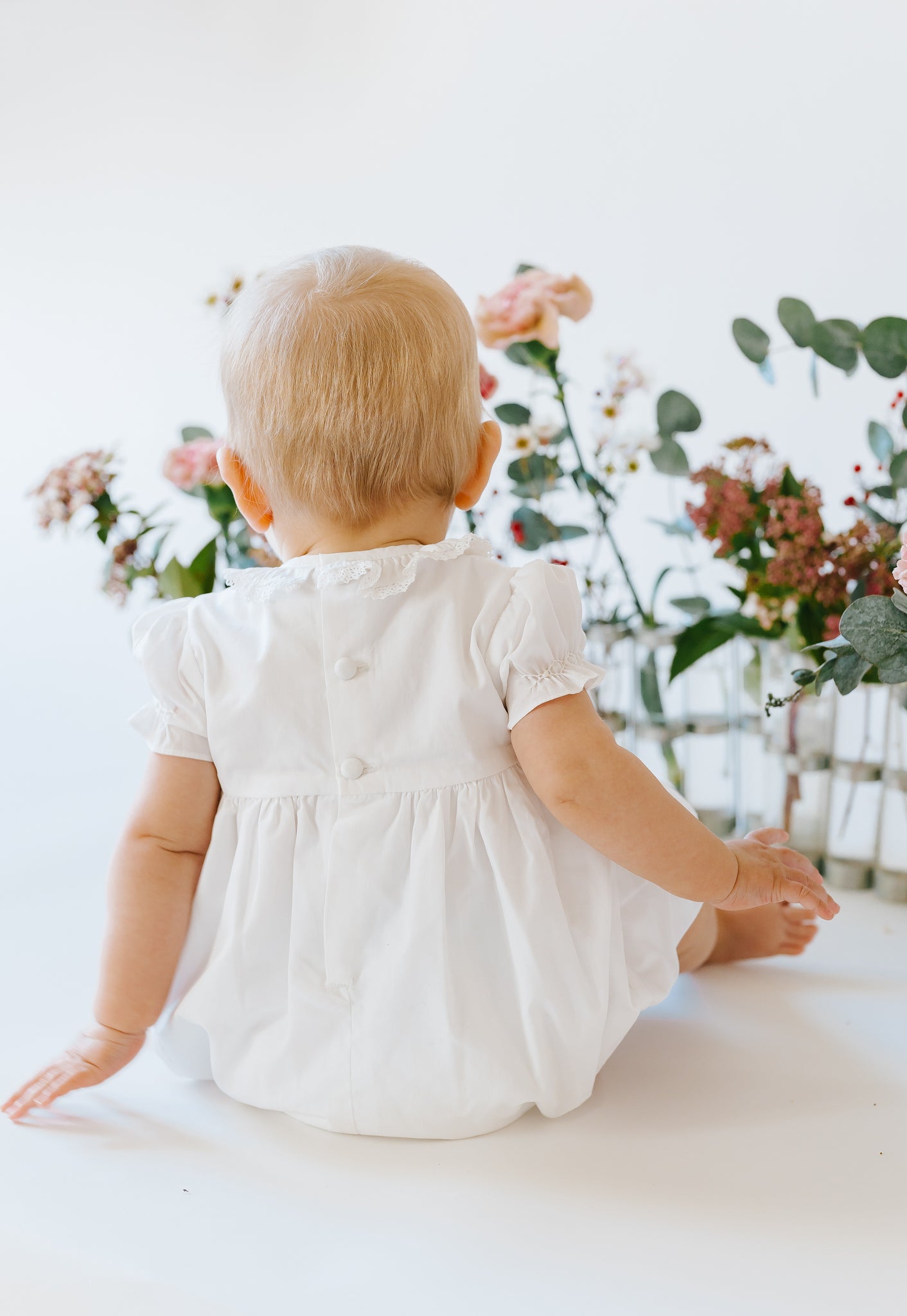 Antoinette Ceremony White Smocked Baby Bubble