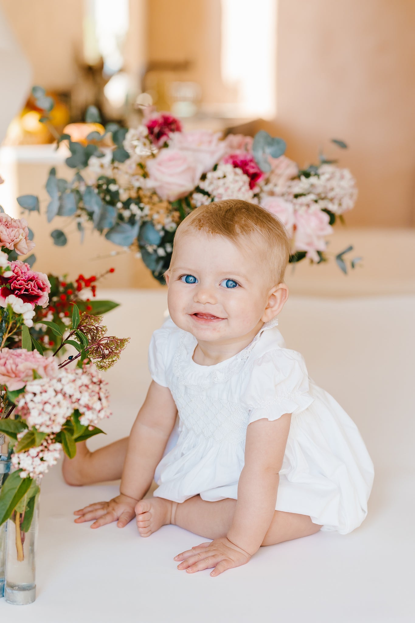 Antoinette Ceremony White Smocked Baby Bubble