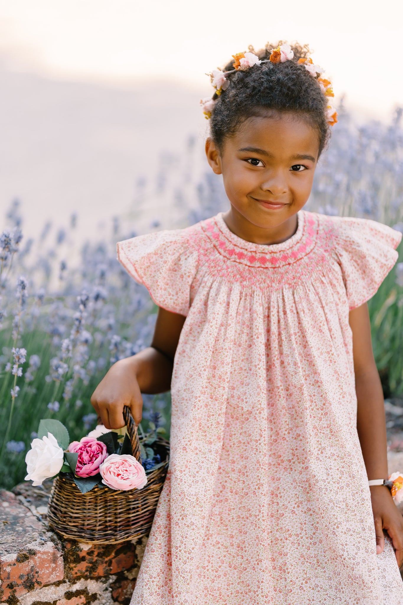 EVE PINK FLORAL BISHOP DRESS