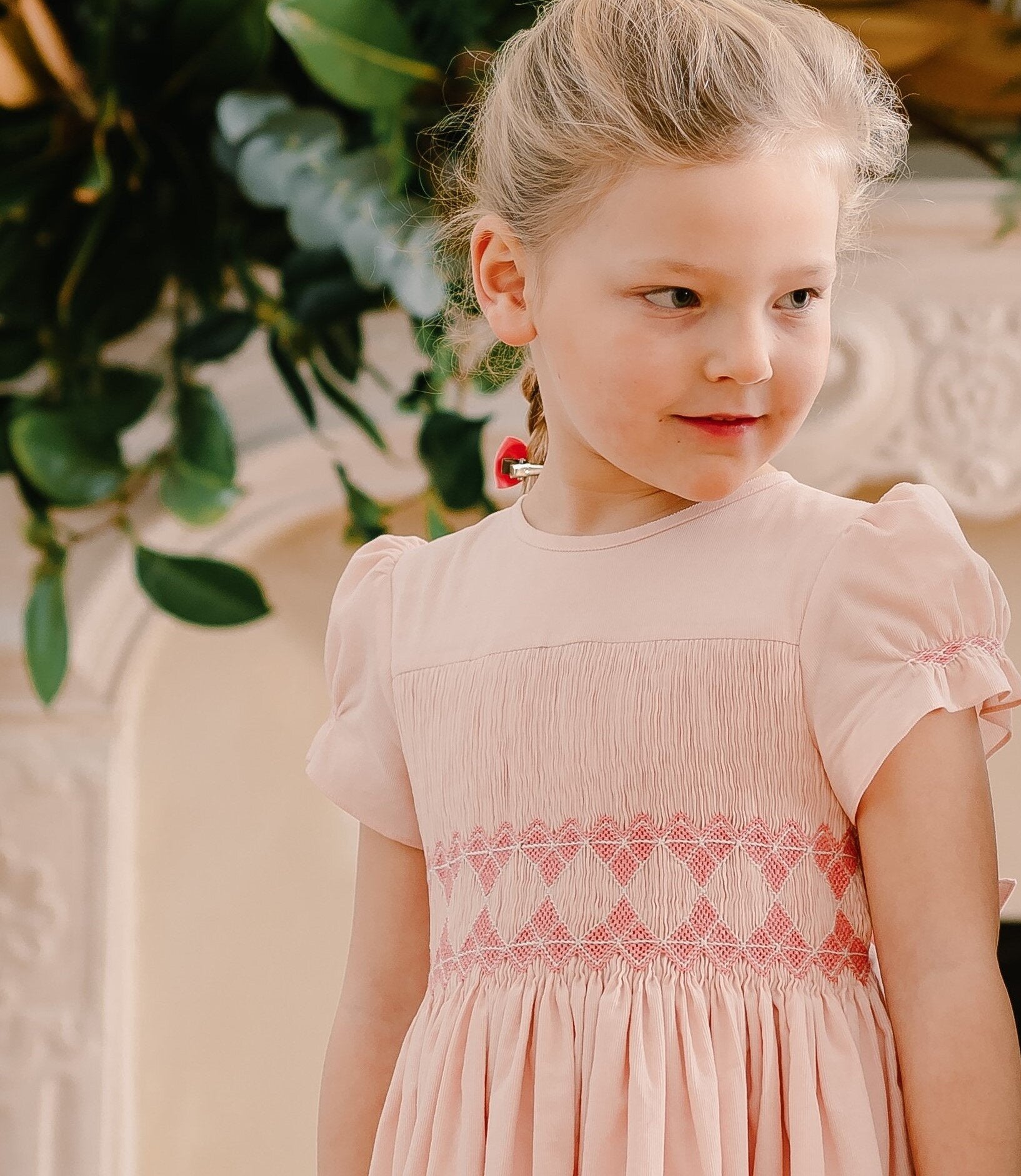 INES PINK WINTER DRESS IN CORDUROY