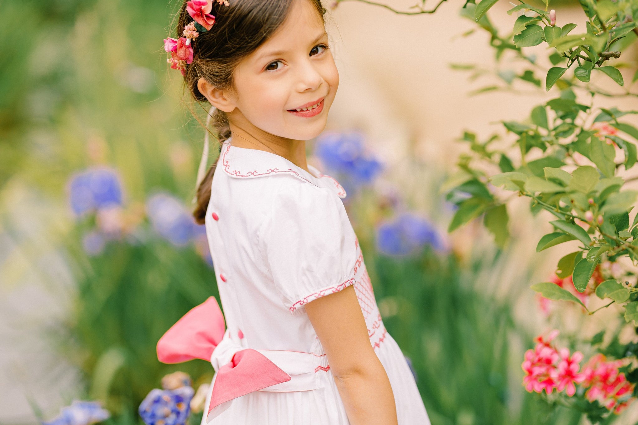 Princess Charlotte Heirloom White Smocked Dress