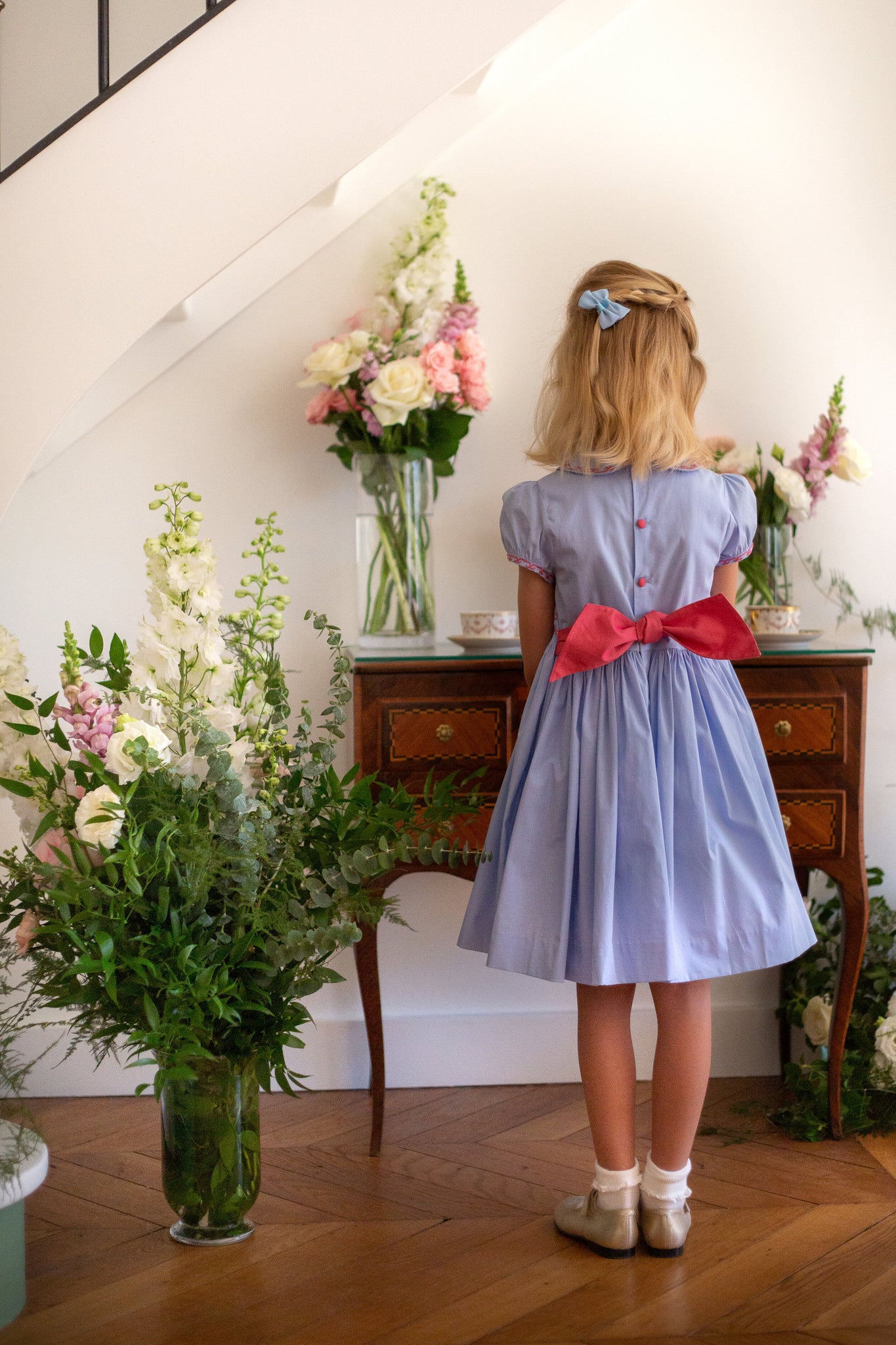 Princess Charlotte Heirloom Blue Smocked Dress